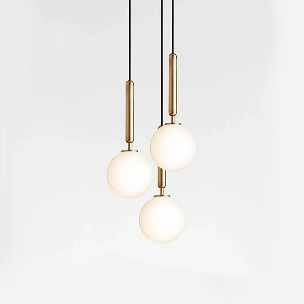 3-Light Cluster Pendant - Brass, Clear Glass