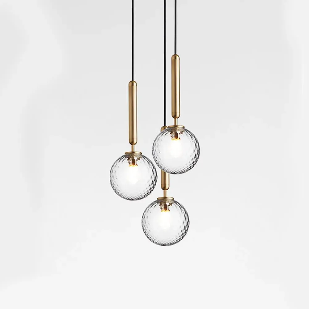 3-Light Cluster Pendant - Brass, Clear Glass image