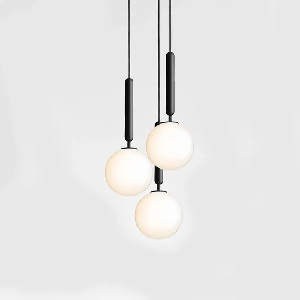 3-Light Cluster Pendant - Brass, Opal Glass