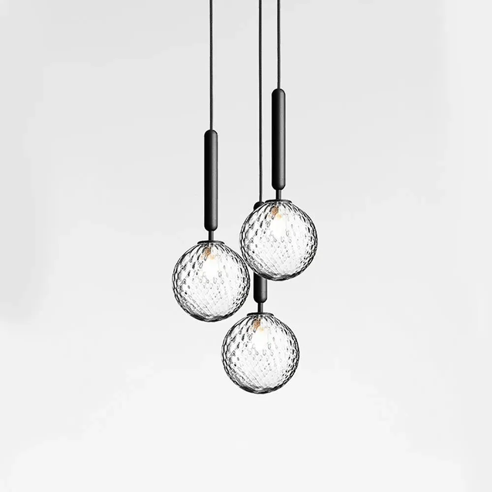 3-Light Cluster Pendant - Brass, Opal Glass