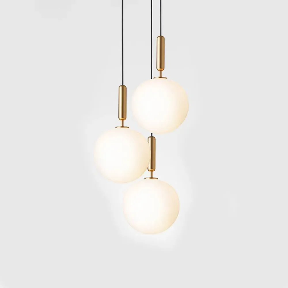 3-Light Cluster Pendant - Brass, Opal Glass