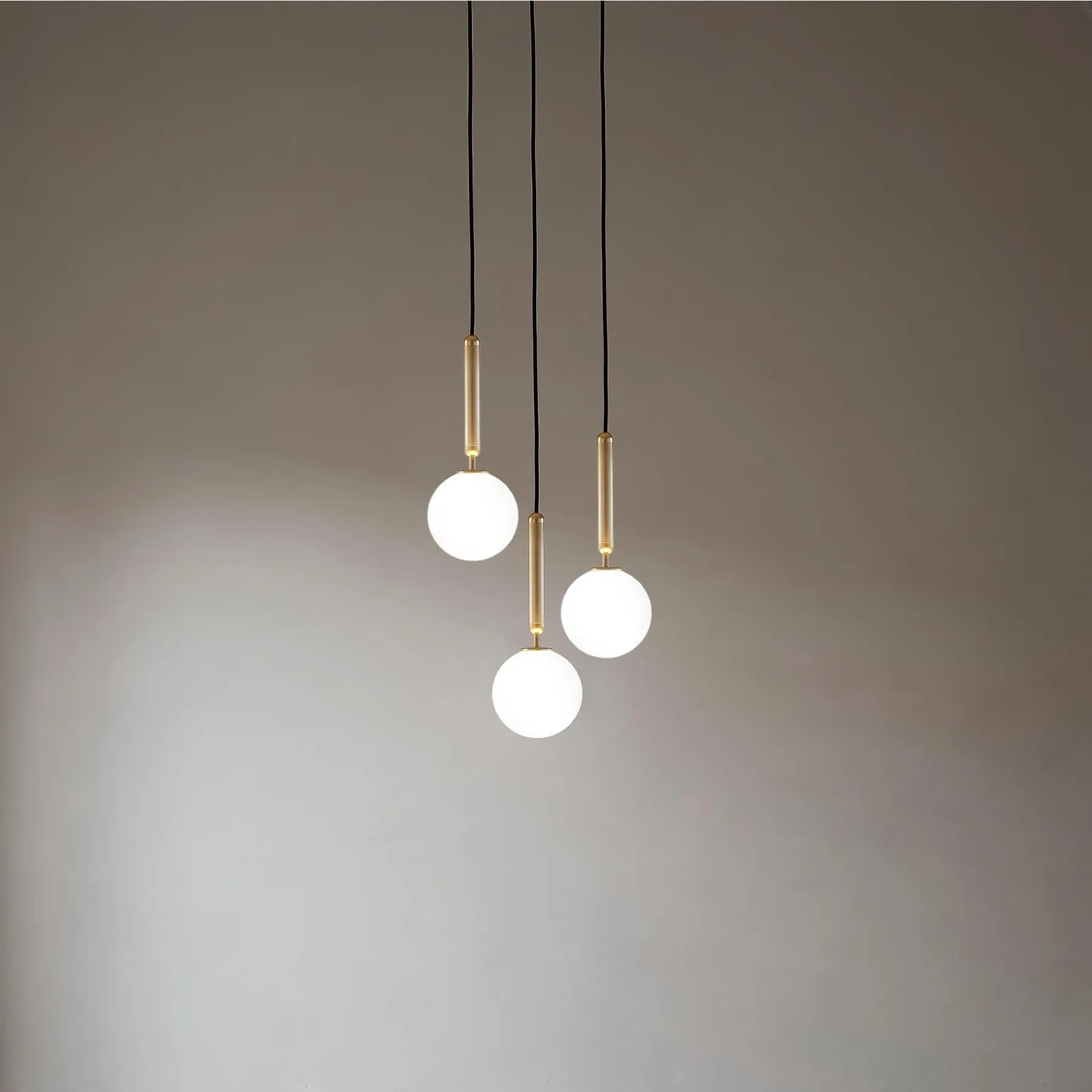 3-Light Cluster Pendant - Grey, Opal Glass