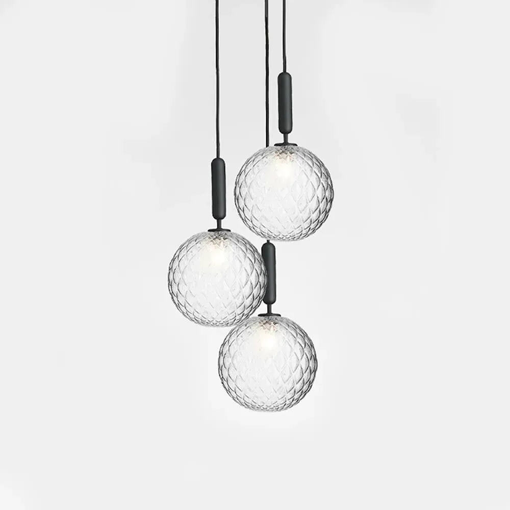 3-Light Cluster Pendant - Grey, Opal Glass