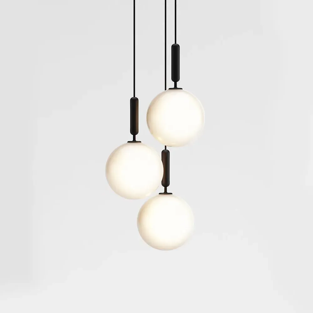 3-Light Cluster Pendant - Grey, Opal Glass