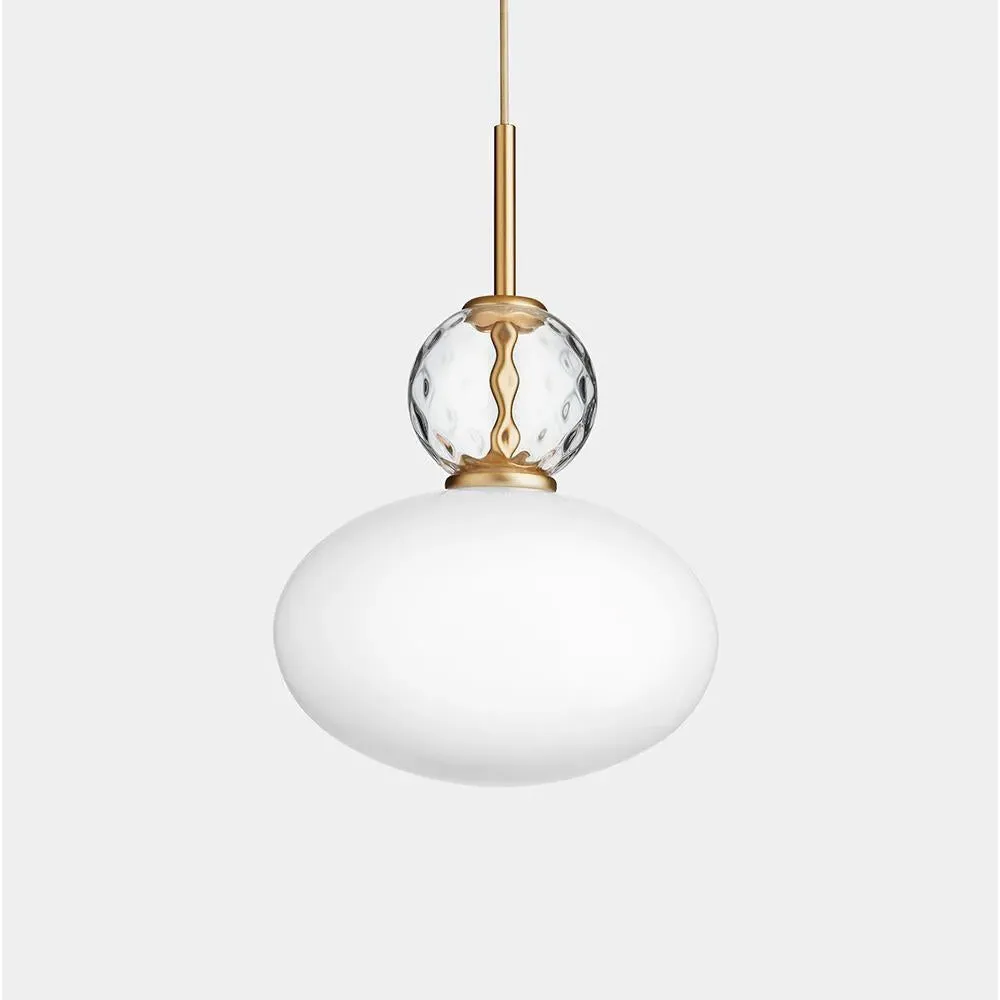 32cm Pendant Light Height-Adjustable - Brass, Glass