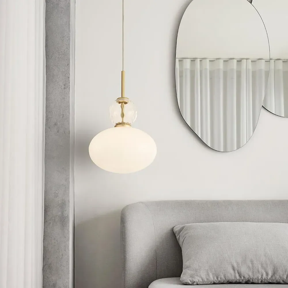 32cm Pendant Light Height-Adjustable - Brass, Glass