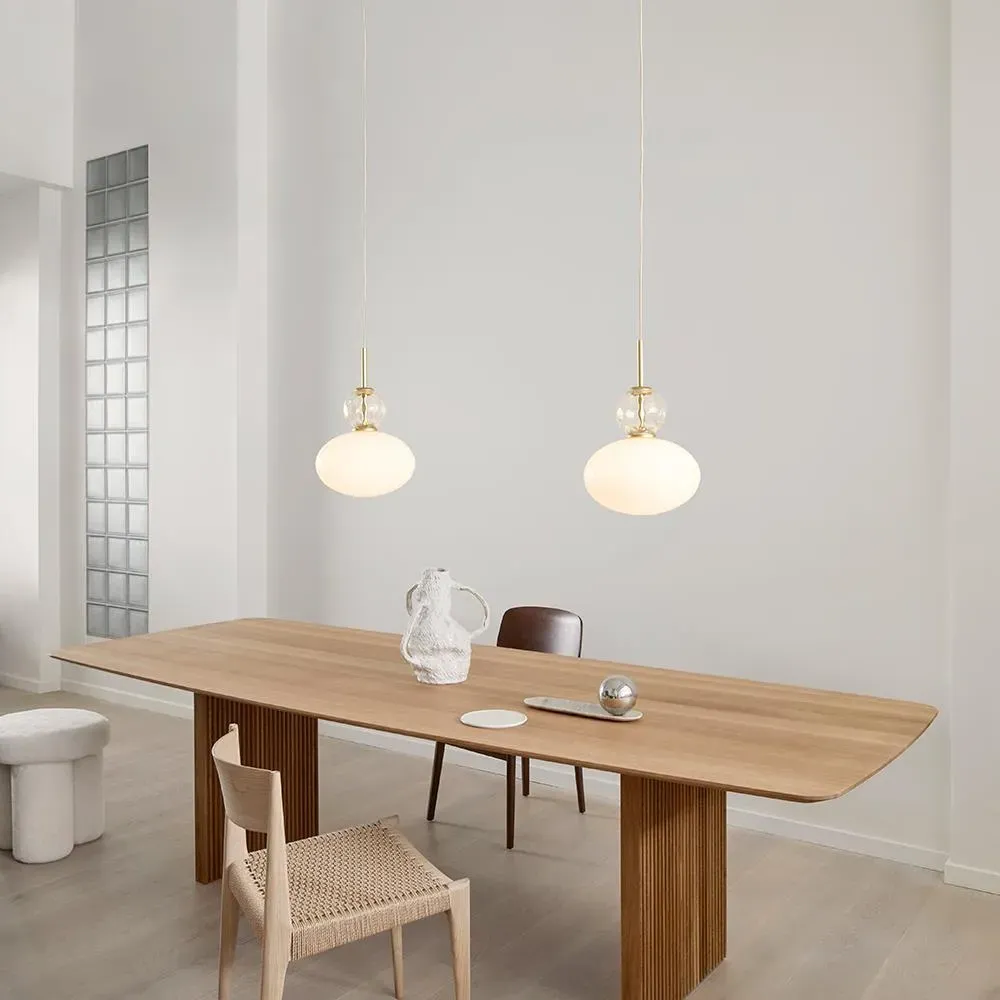 32cm Pendant Light Height-Adjustable - Brass, Glass