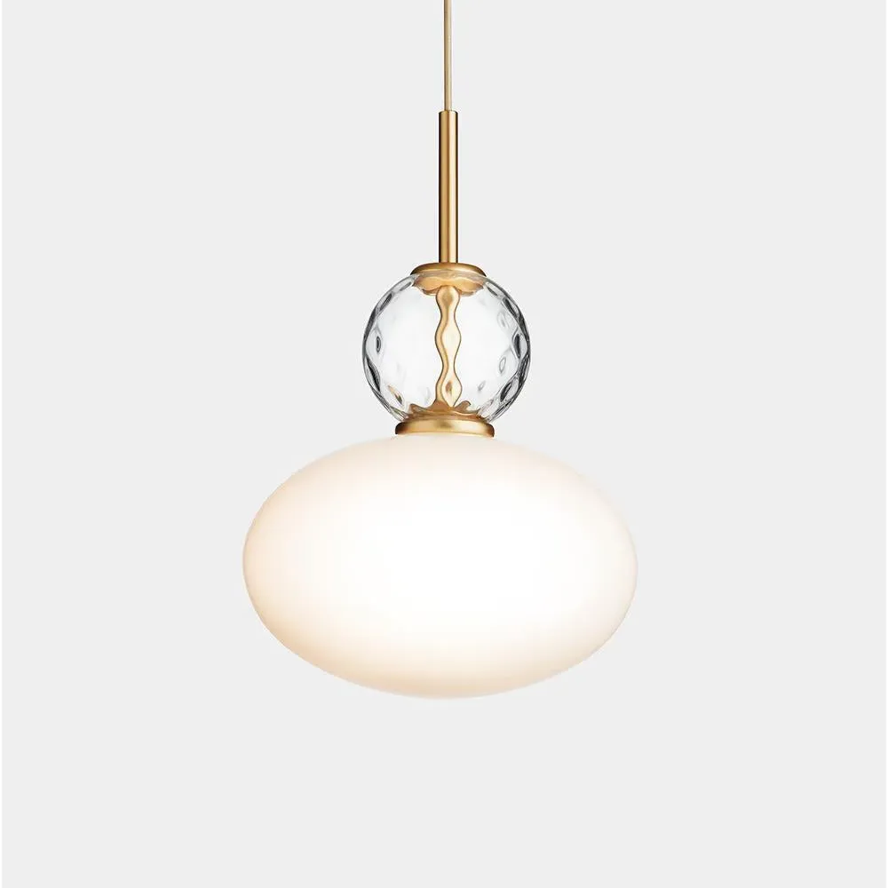 32cm Pendant Light Height-Adjustable - Brass, Glass image