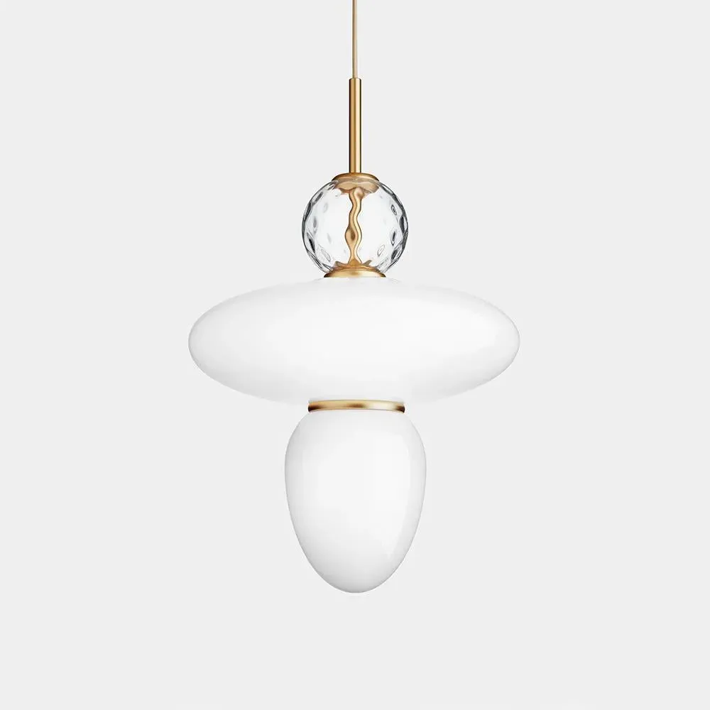 43cm Pendant Light Height-Adjustable - Brass, Glass