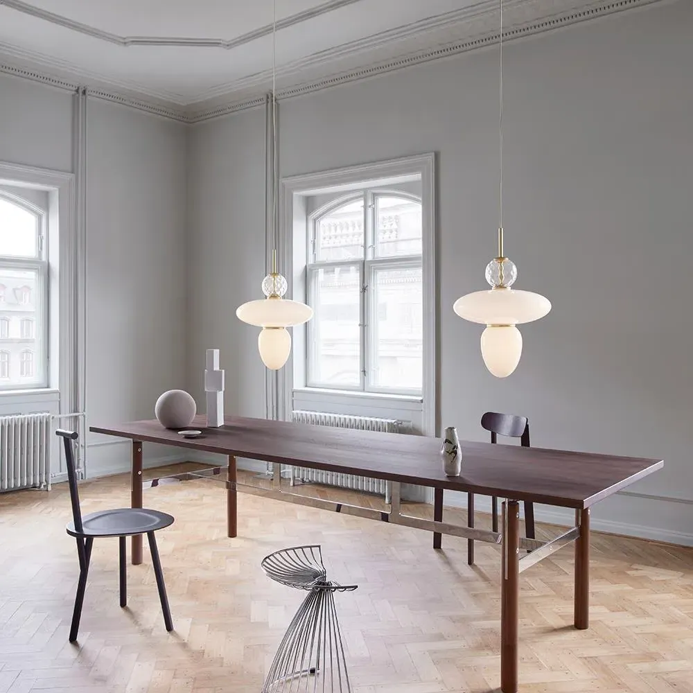 43cm Pendant Light Height-Adjustable - Brass, Glass