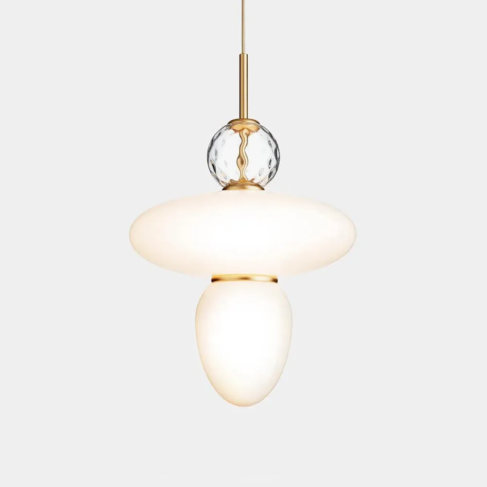 43cm Pendant Light Height-Adjustable - Brass, Glass