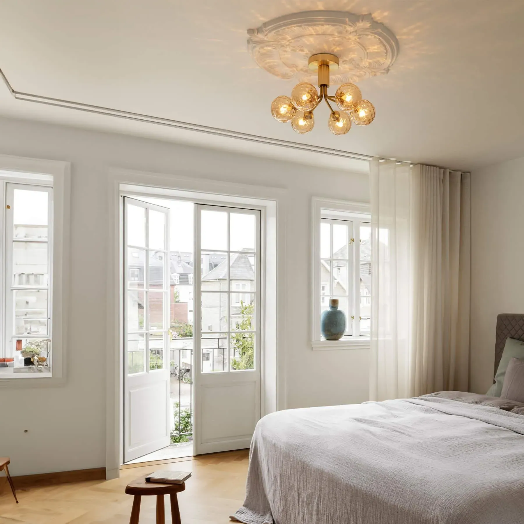 6-Globe Ceiling Light - Brass, Metal