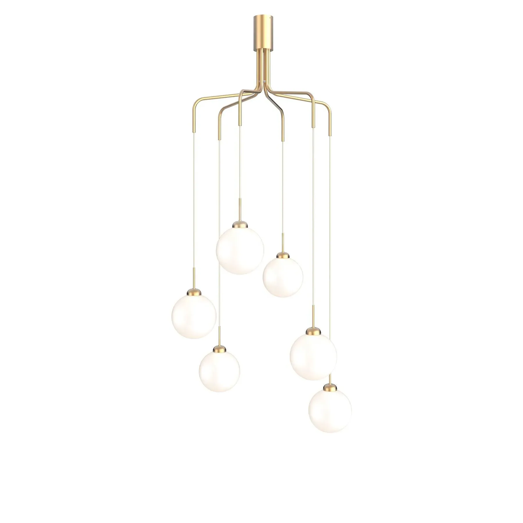 6-Globe Cluster Pendant Light - Brass, Glass