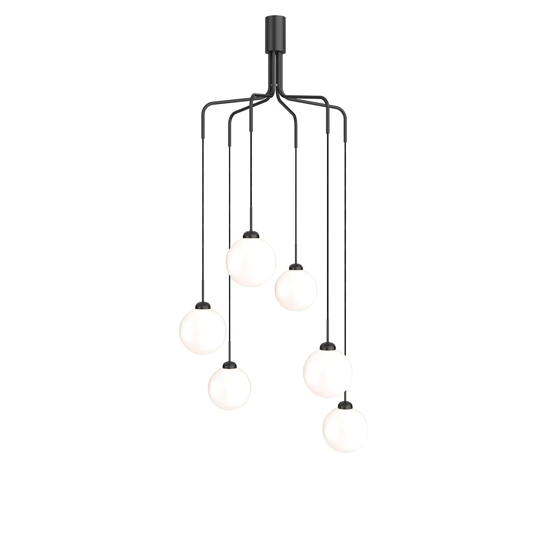 6-Globe Cluster Pendant Light - Brass, Glass