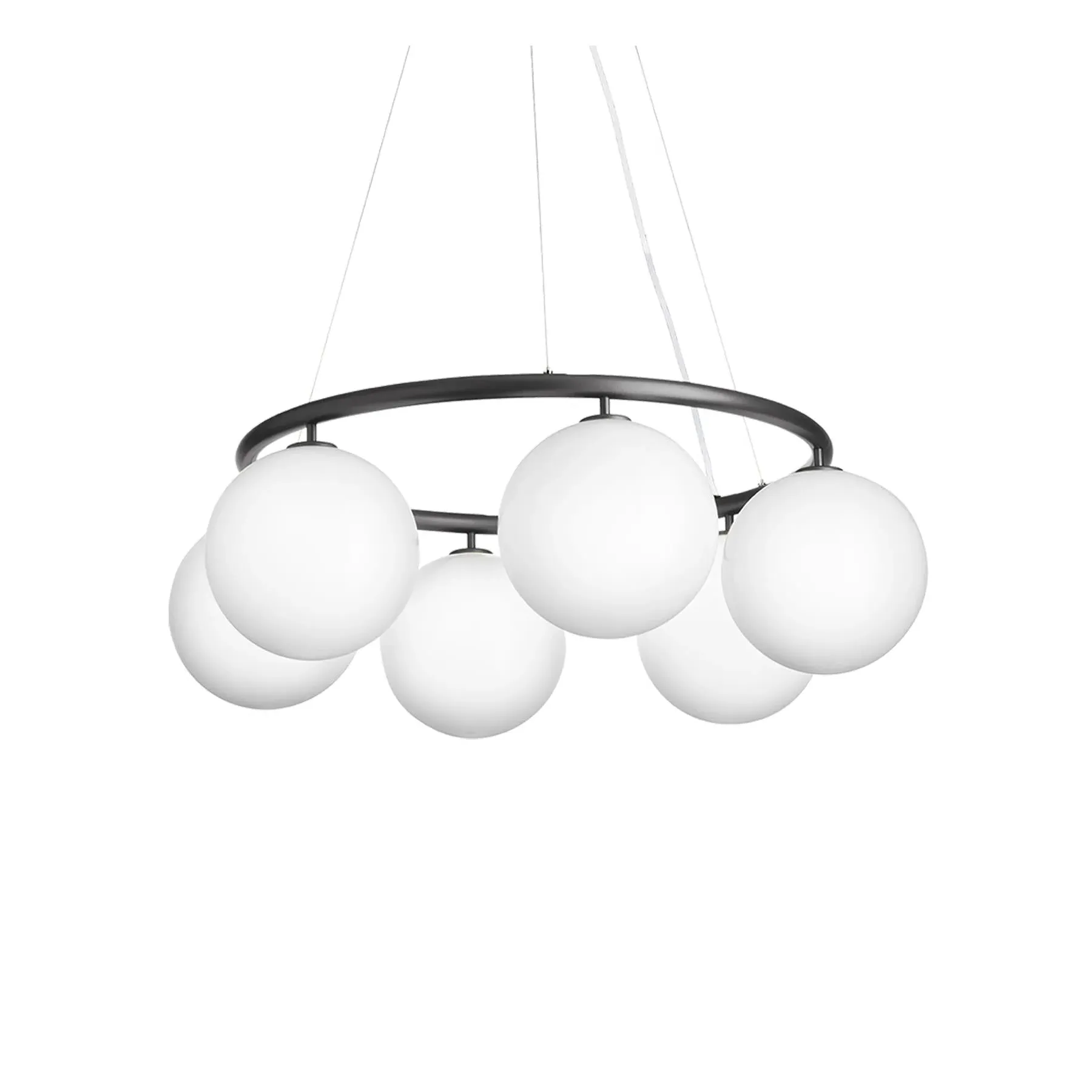 6-Light Circular Chandelier - Grey, Metal