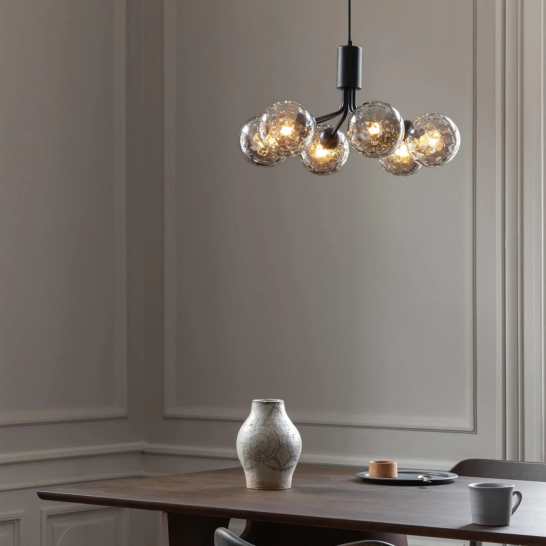 6-Light Cluster Pendant - Black, Glass