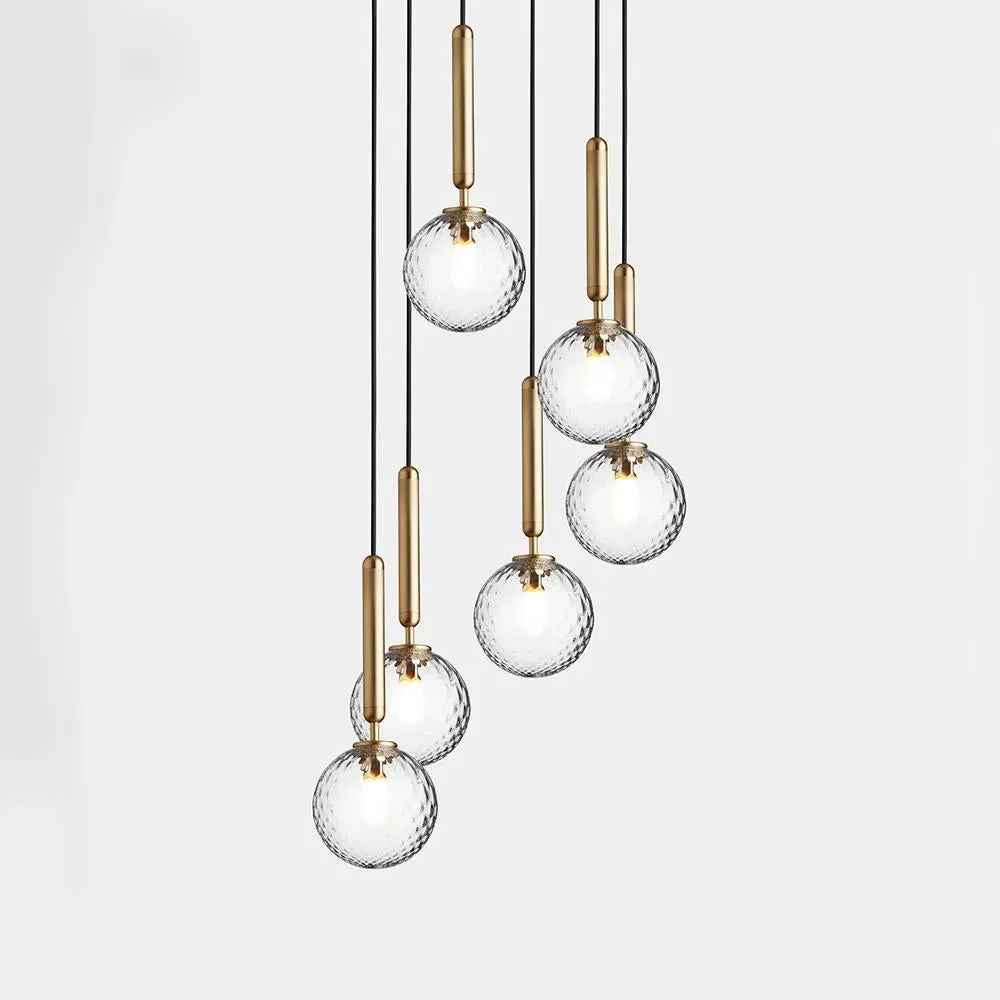 6-Light Cluster Pendant - Brass, Clear Glass
