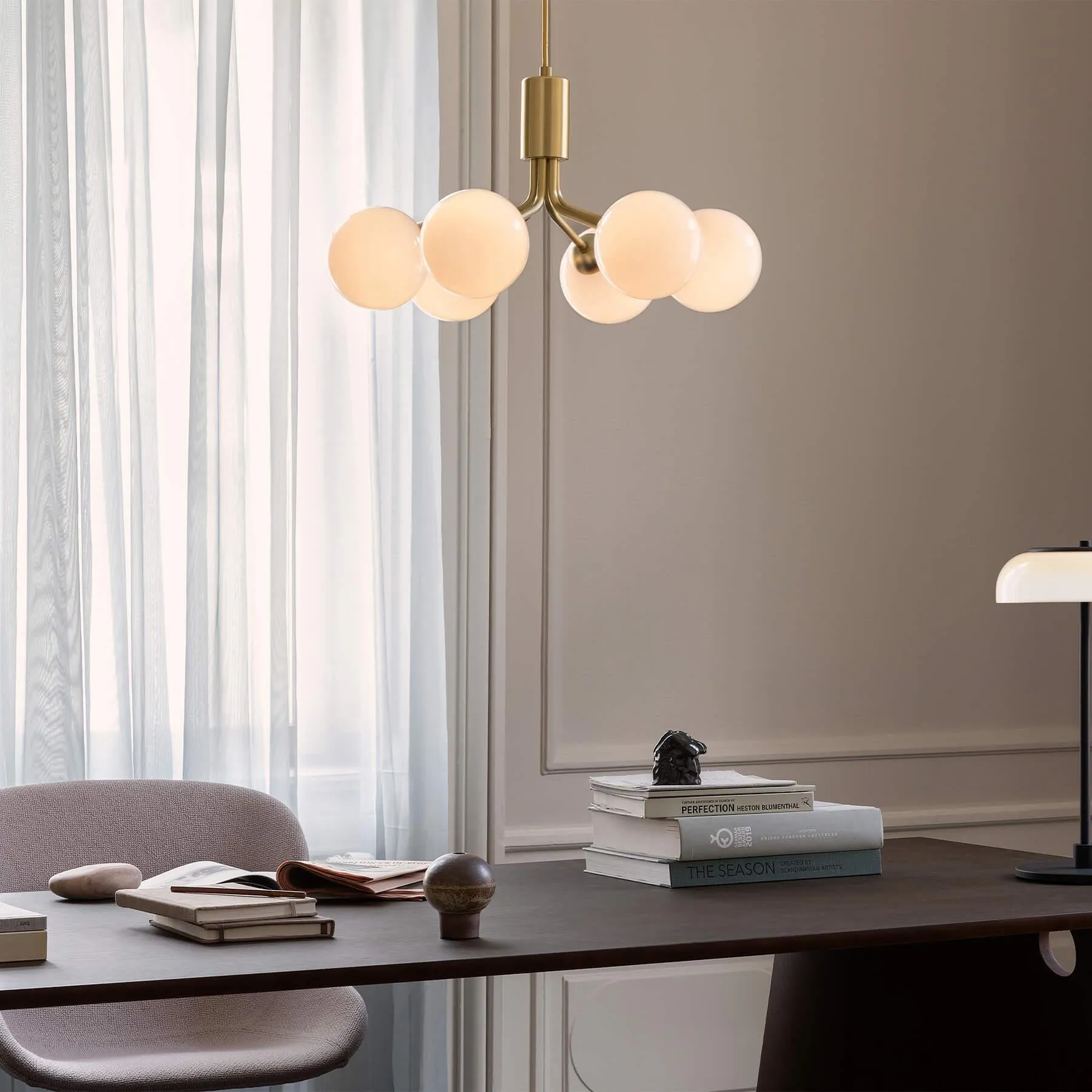 6-Light Cluster Pendant - Brass, Glass