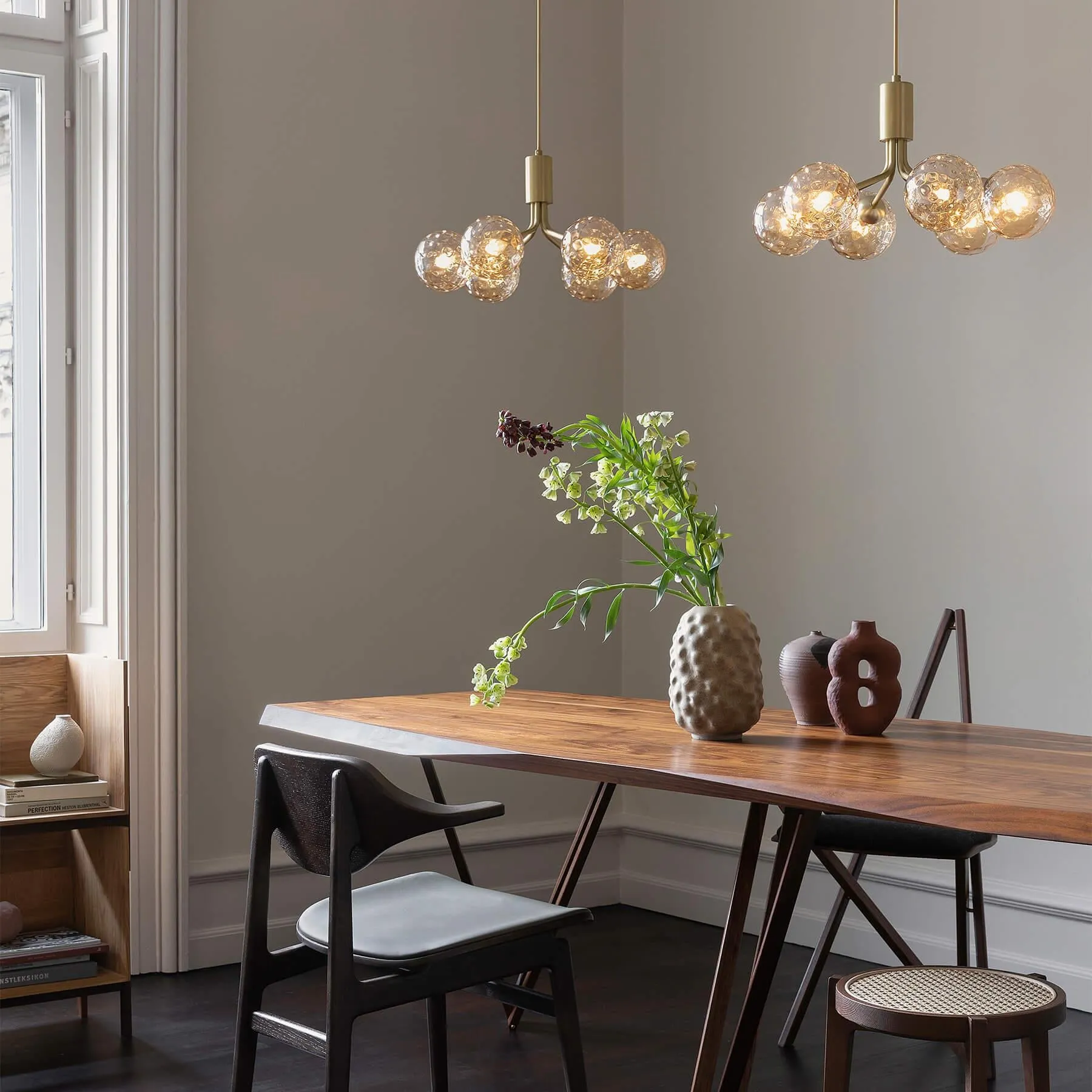 6-Light Cluster Pendant - Brass, Glass