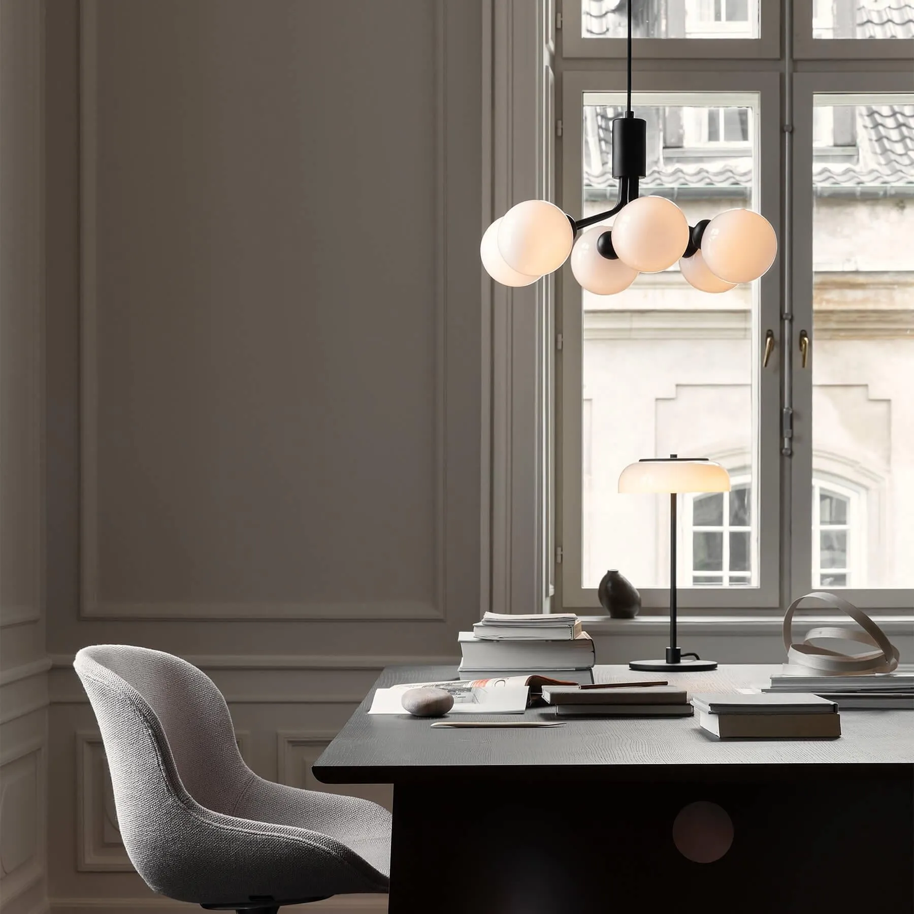 6-Light Cluster Pendant - Brass, Glass