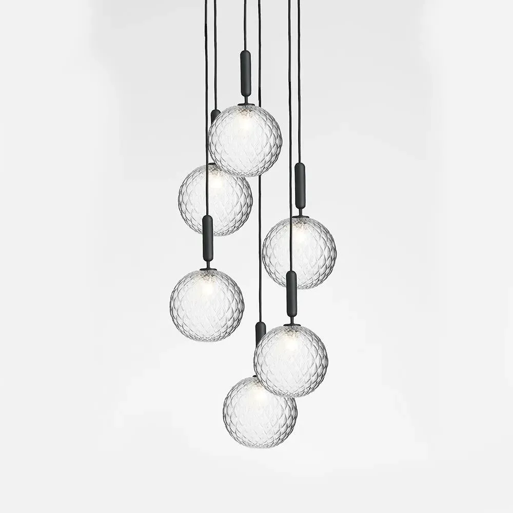 6-Light Cluster Pendant - Grey, Glass