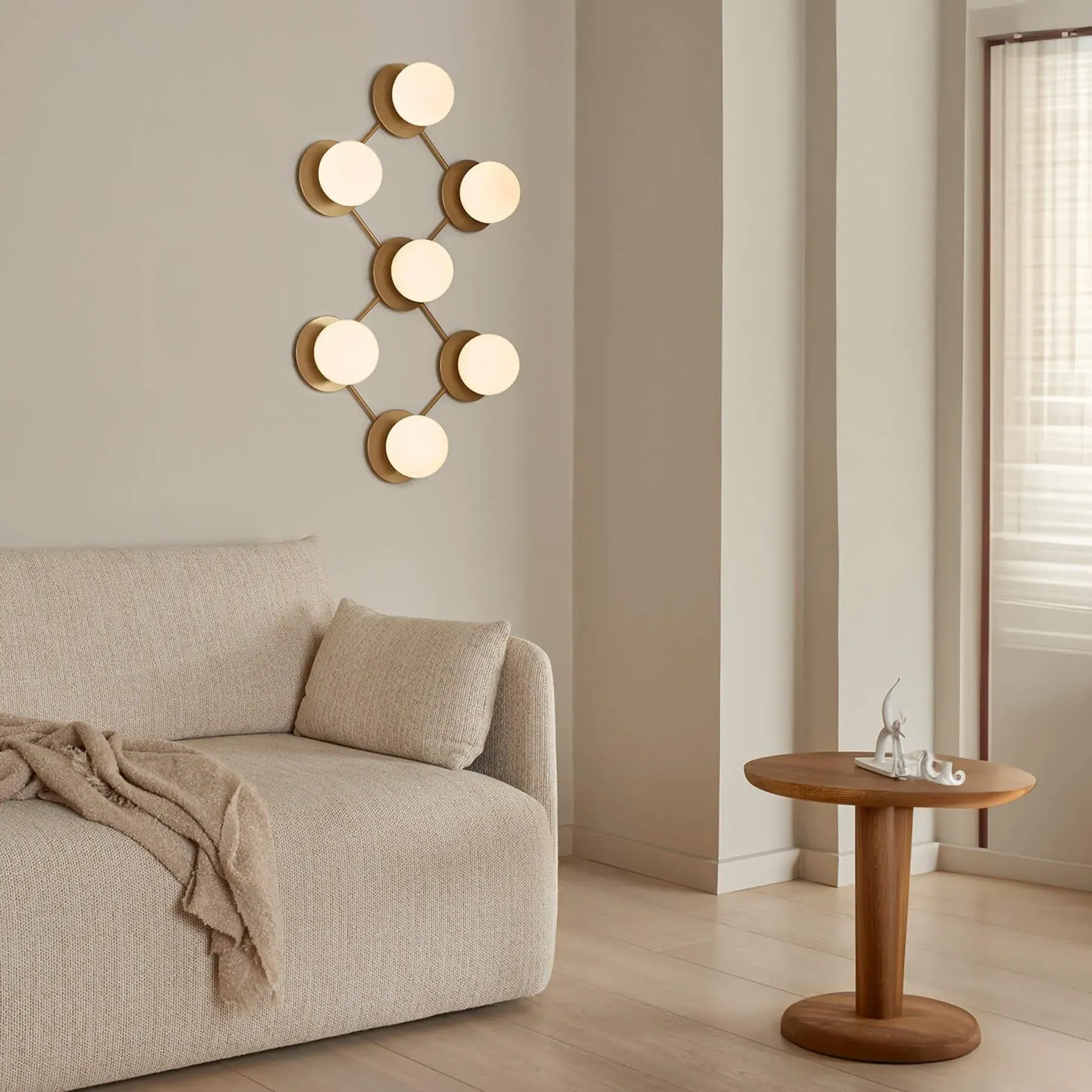 7-Light Wall Ceiling Light - Opal Glass, Brass