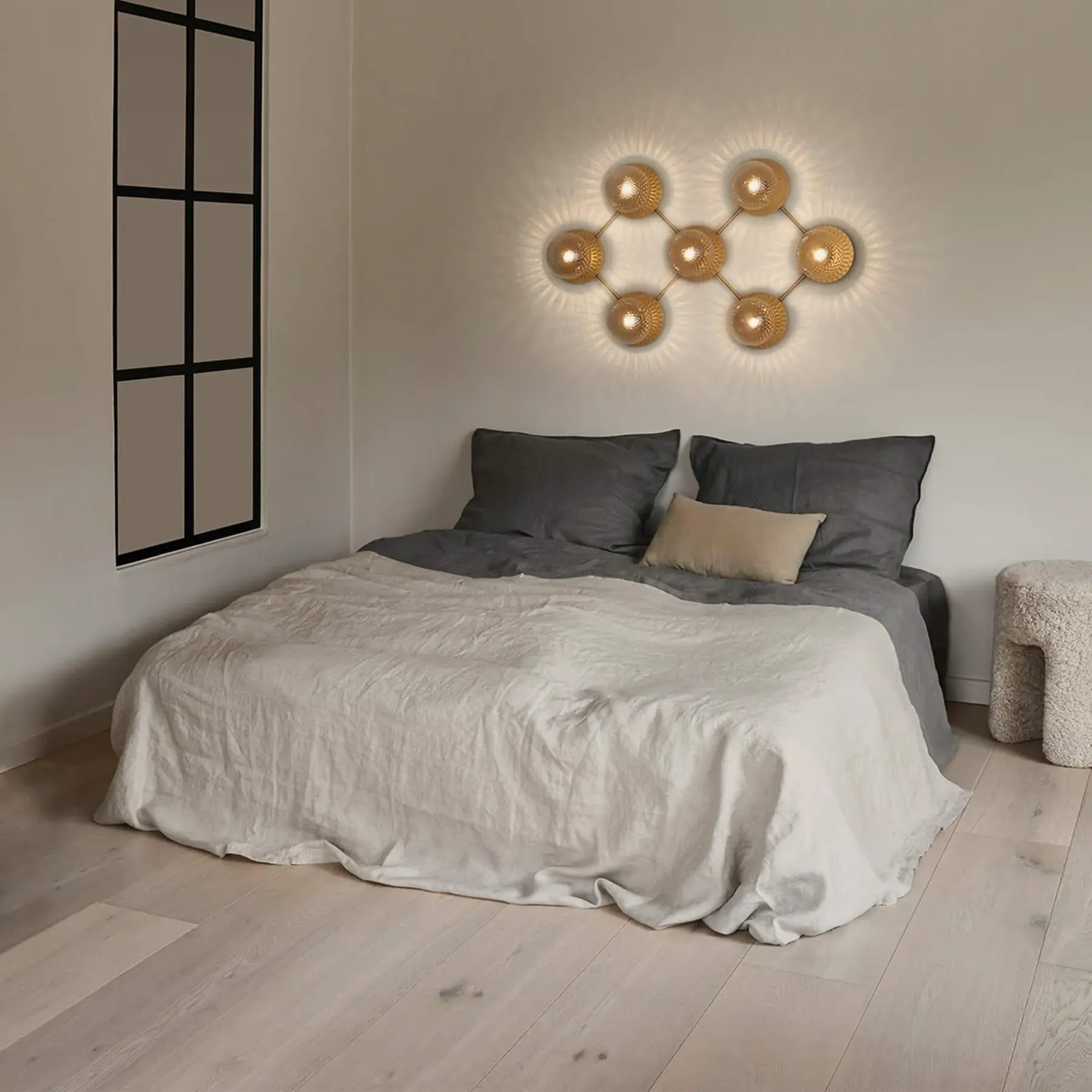 7-Light Wall Ceiling Light - Opal Glass, Brass