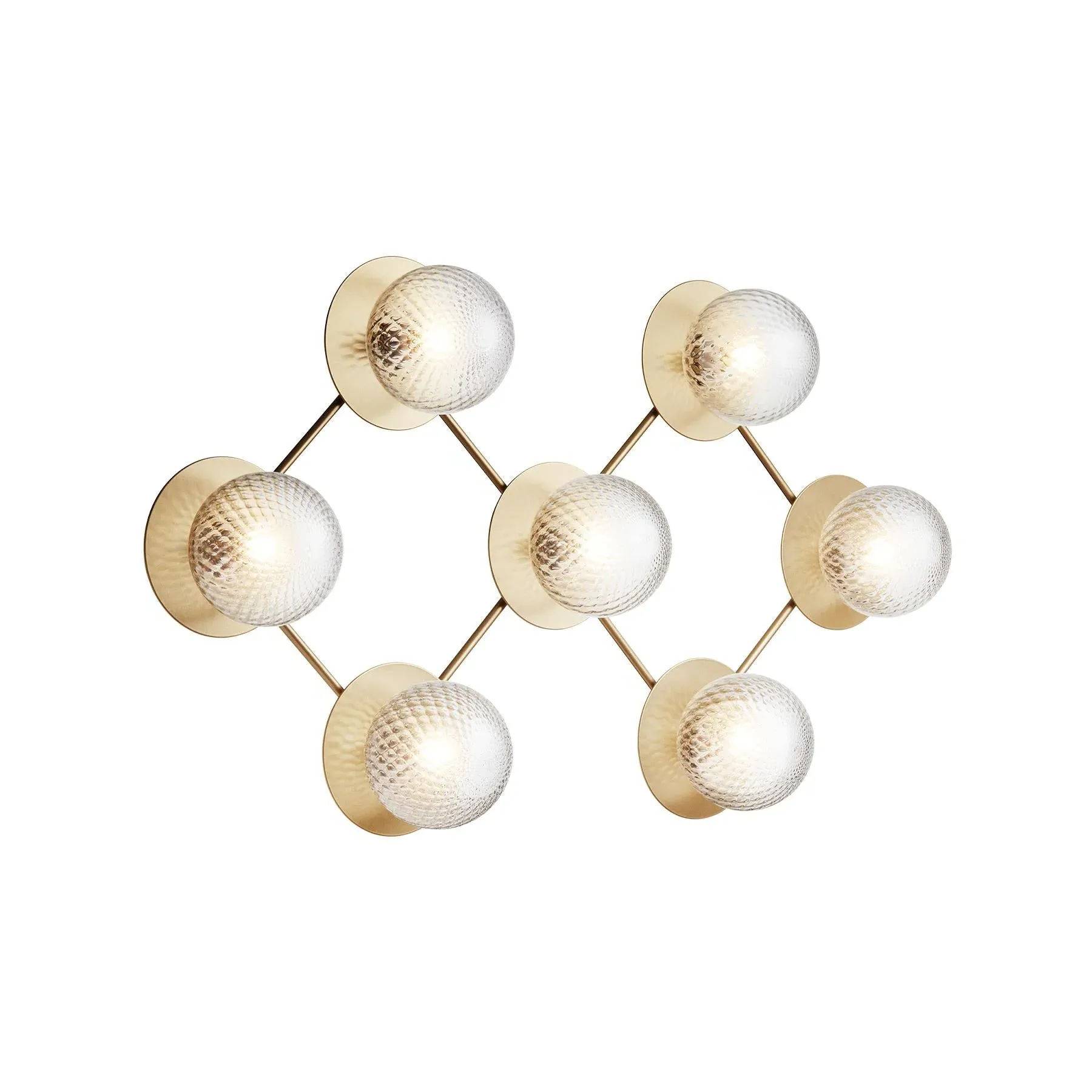 7-Light Wall Ceiling Light - Opal Glass, Brass