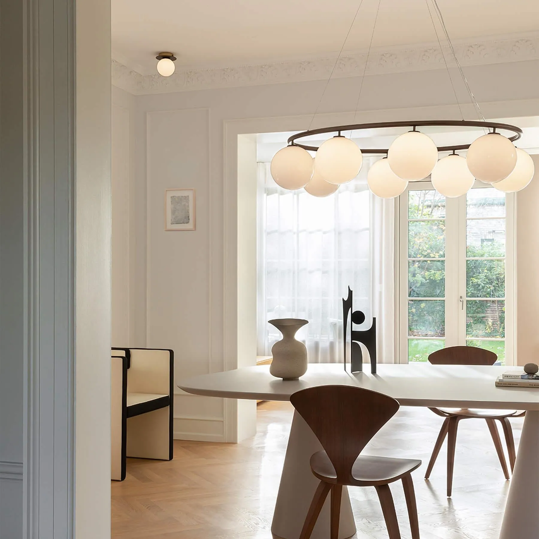 8-Light Oval Chandelier - Dark Bronze, Glass