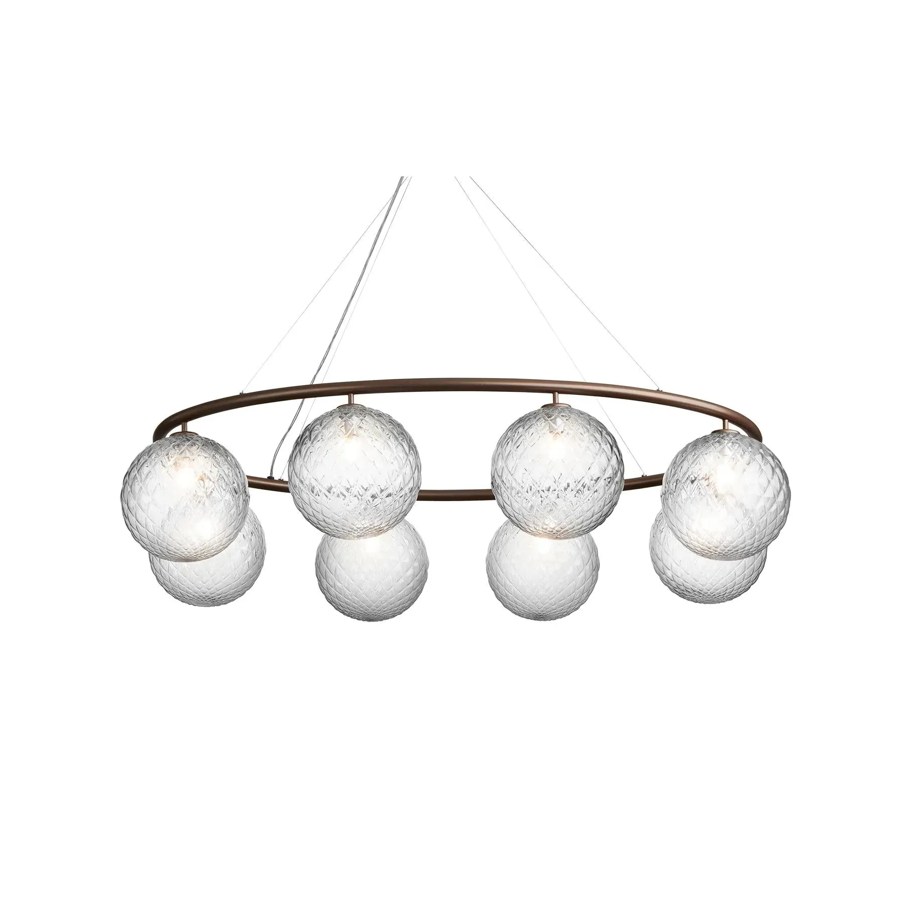 8-Light Oval Chandelier - Dark Bronze, Glass image