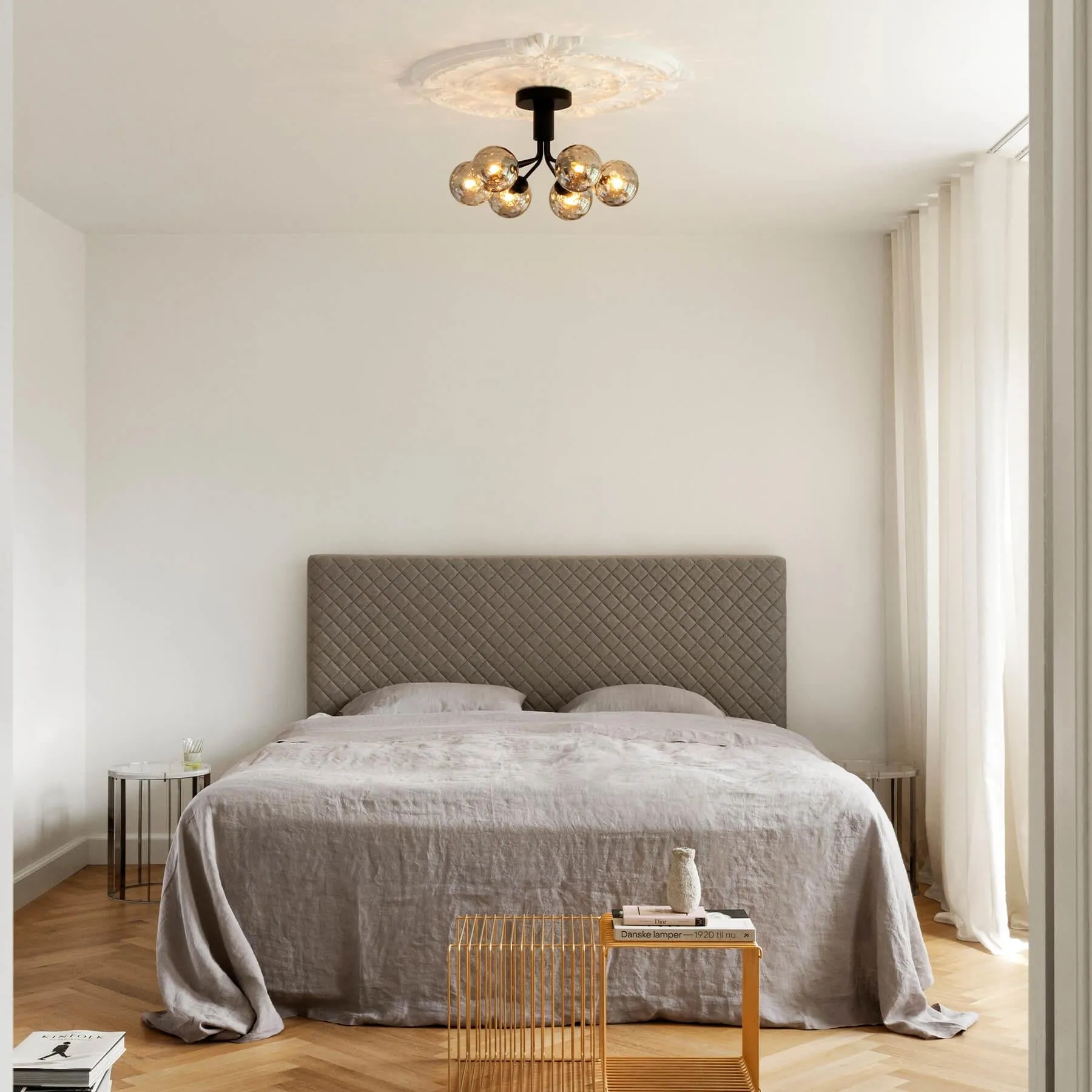 9-Globe Ceiling Light - Black, Metal