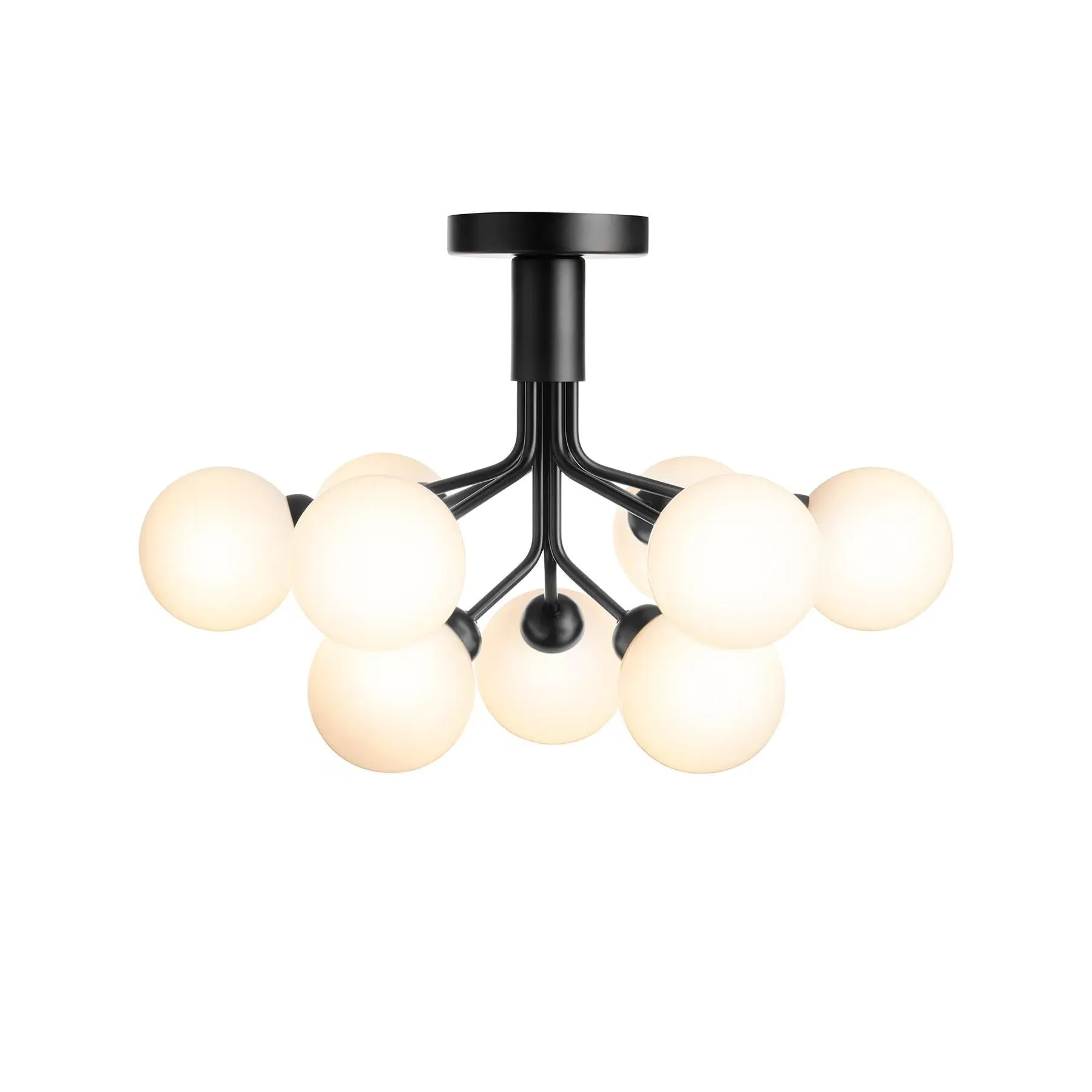 9-Globe Ceiling Light - Black, Metal