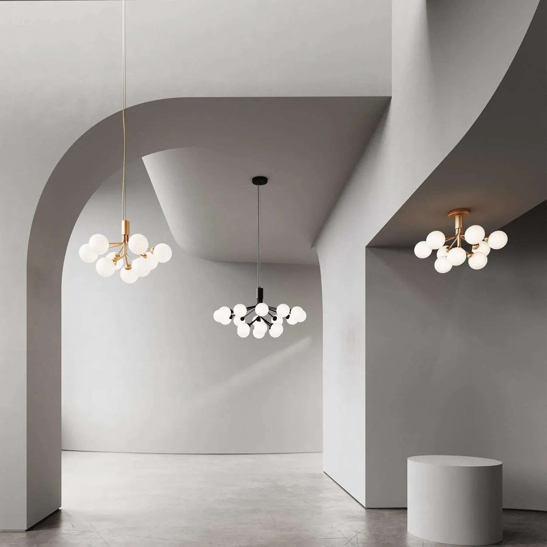 9-Globe Ceiling Light - Brass, Metal