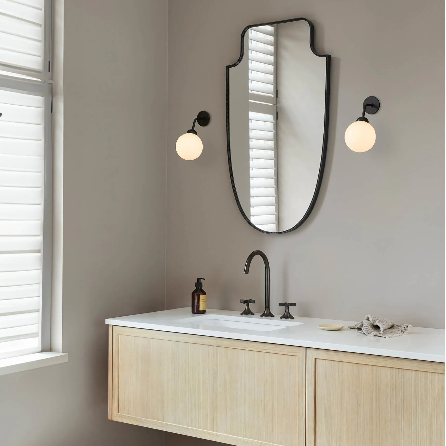 Apiales Hard Wired Wall Light - Brushed Brass, Glass