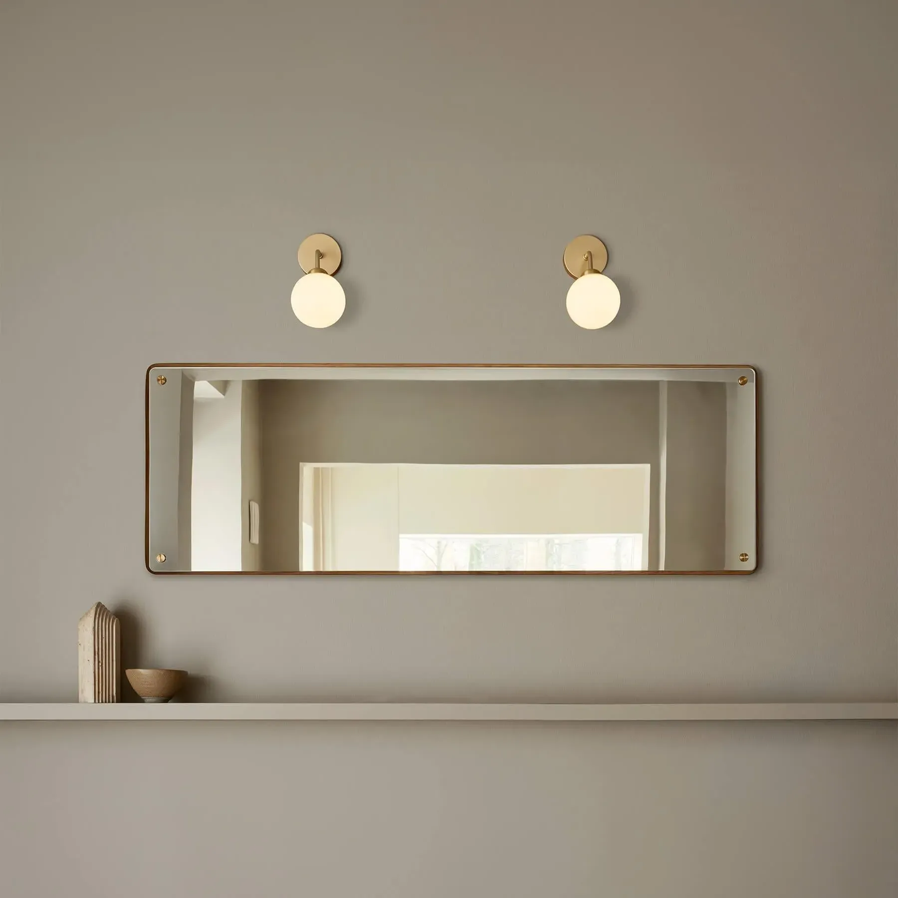 Apiales Hard Wired Wall Light - Brushed Brass, Glass