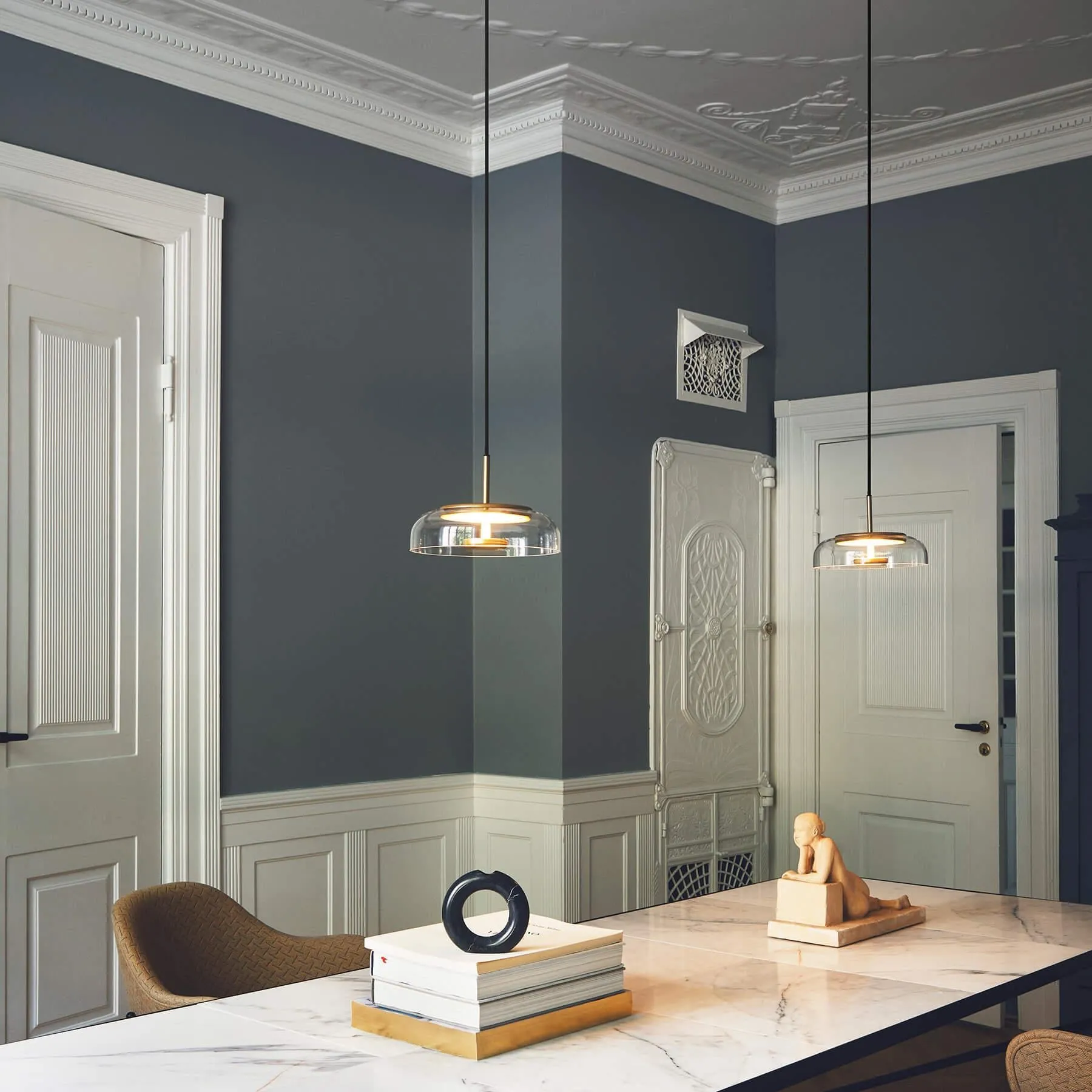 Blossi Pendant Light - Clear Glass, Nordic Gold