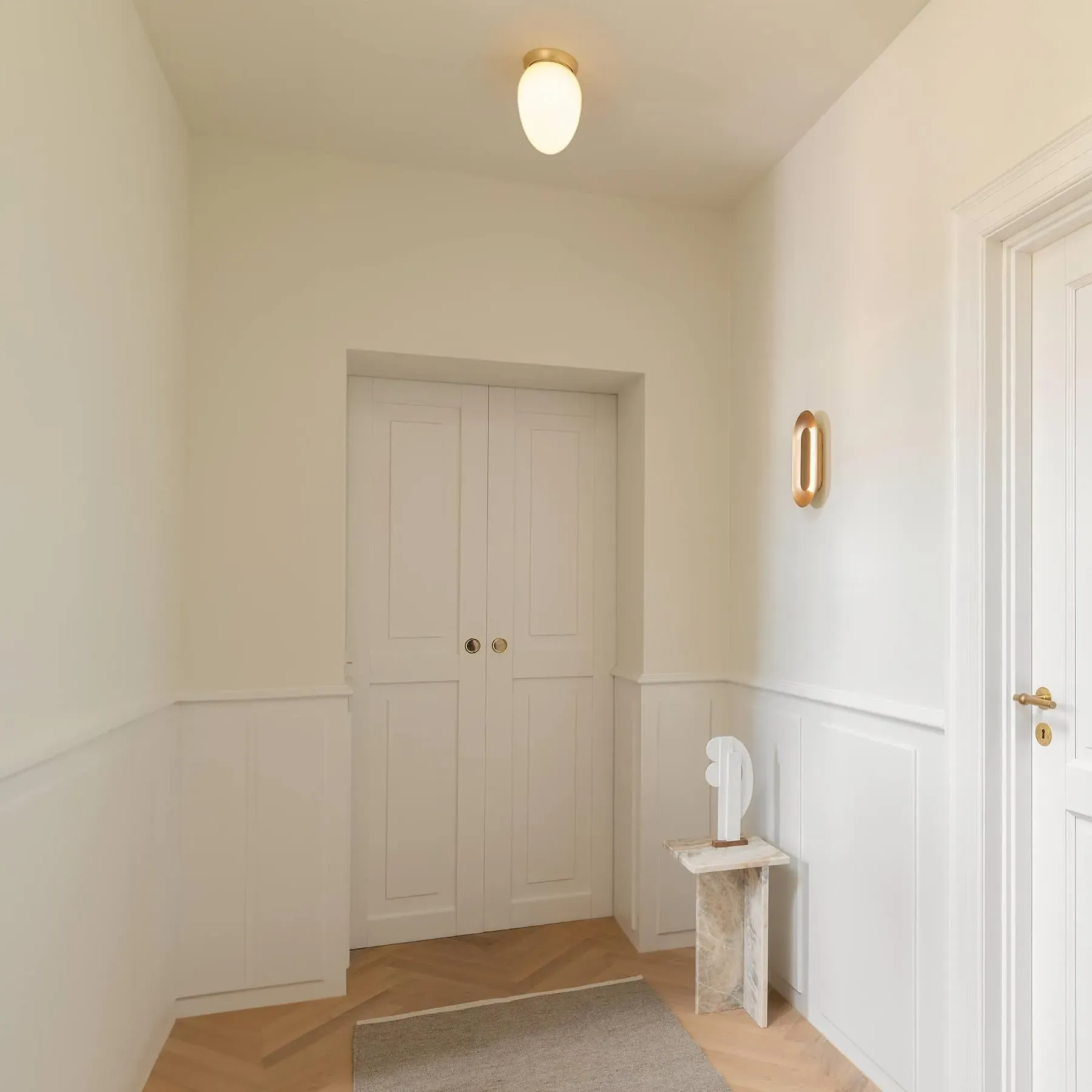 Drop-Shaped Ceiling Light - Satin Brass, Metal