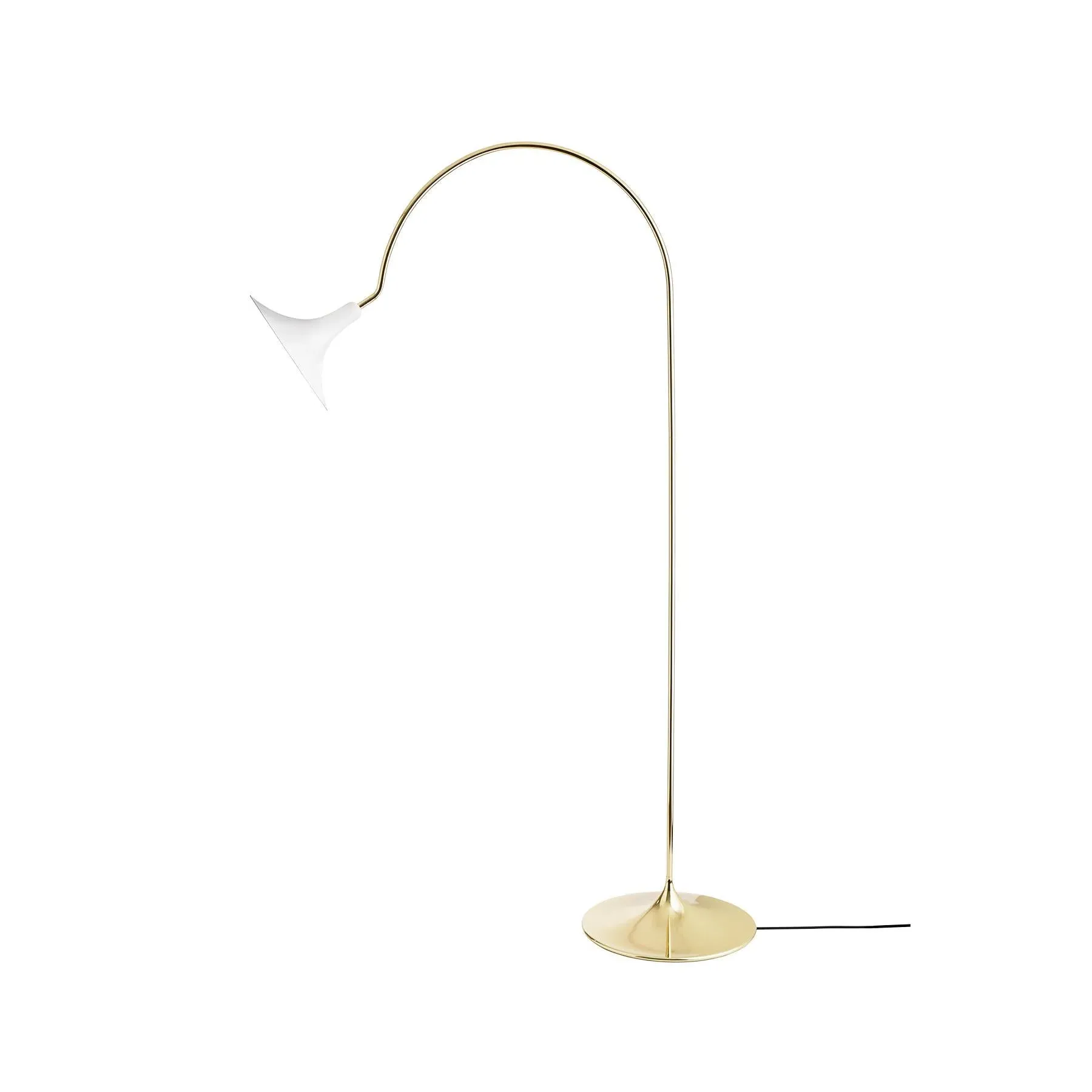 Floor Lamp with Curved Stem - Brass, Metal