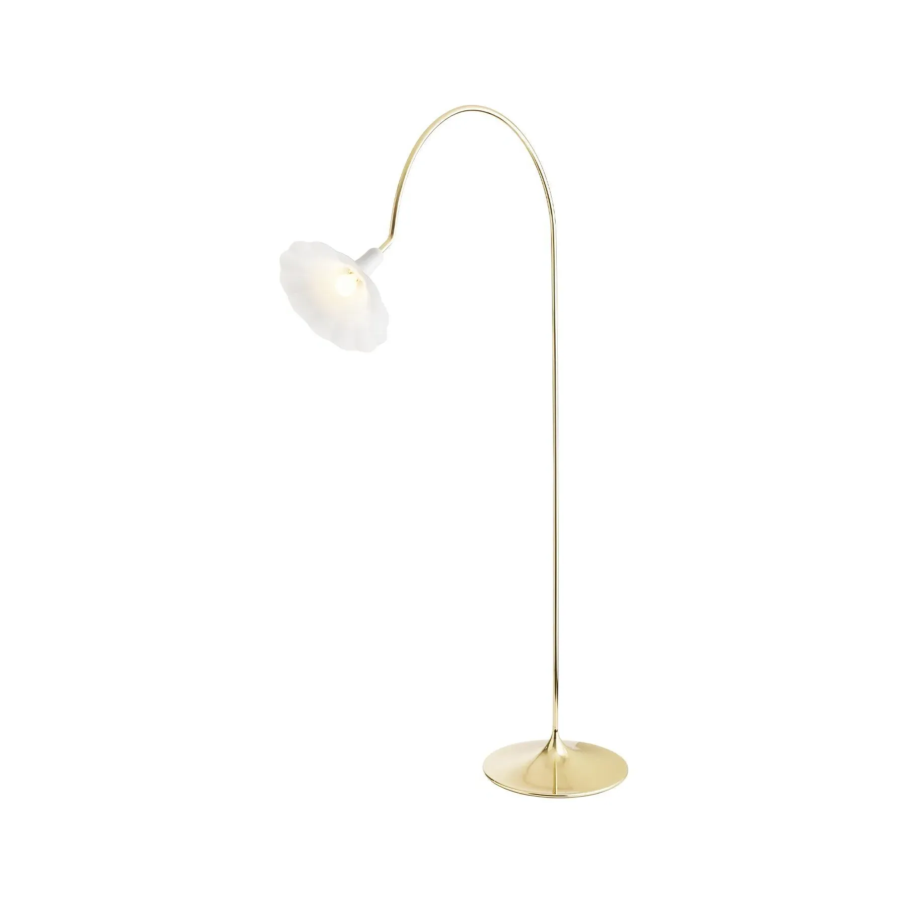 Floor Lamp with Curved Stem - Brass, Metal