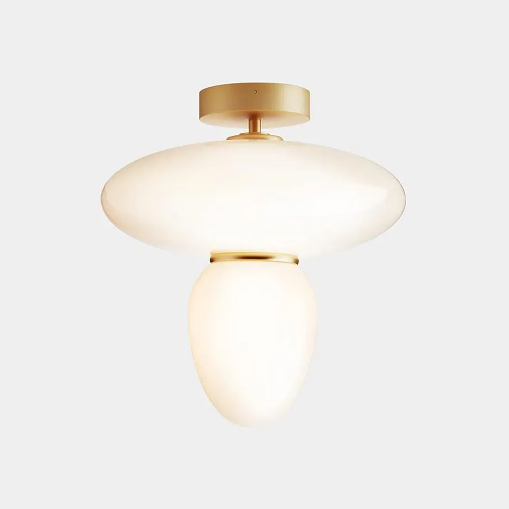 Flush Ceiling Light - Brass, Glass image