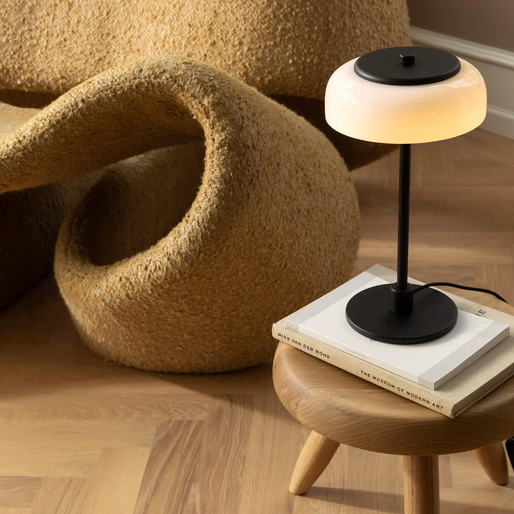 Large Table Lamp with LED - Black, Glass