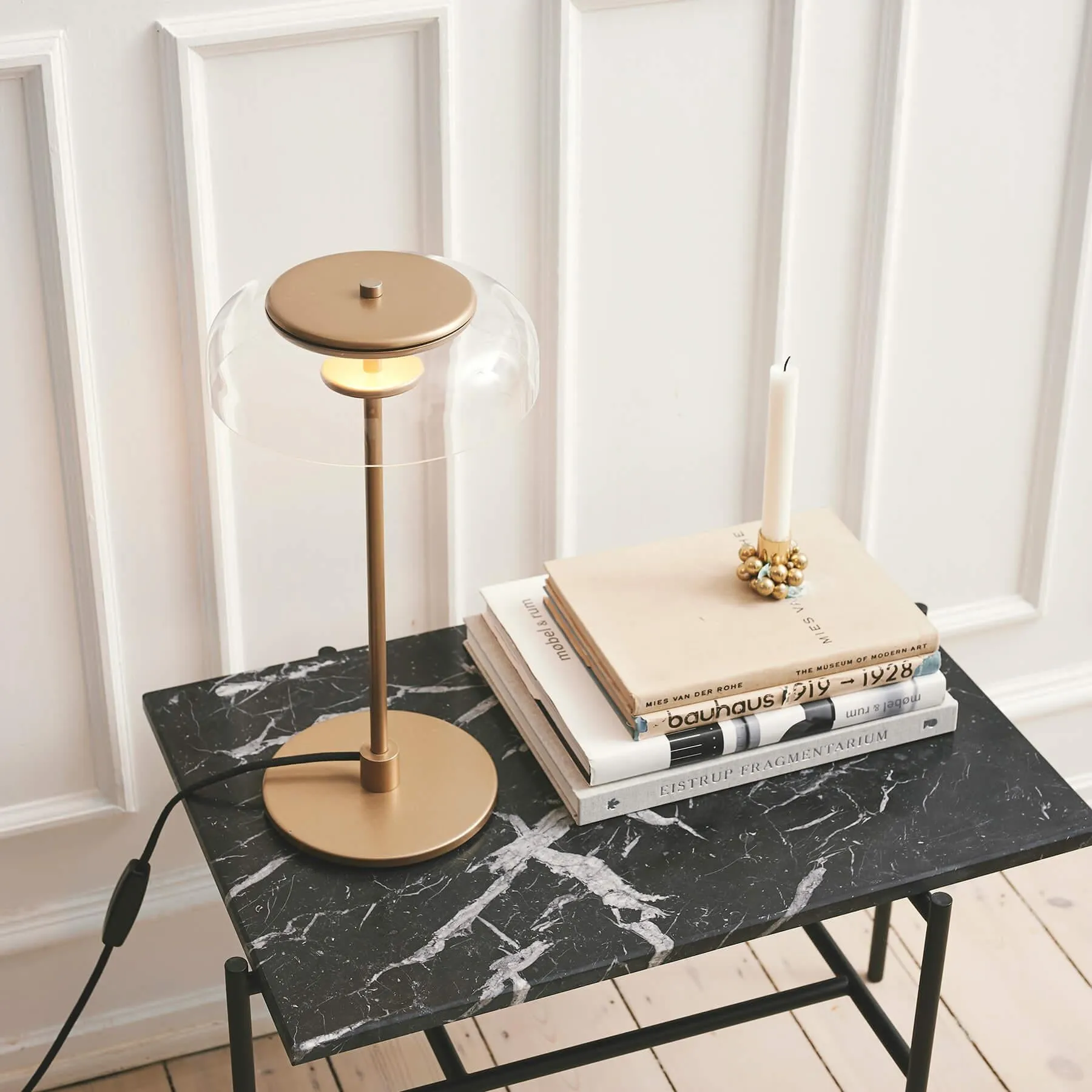 Large Table Lamp with LED - Black, Glass