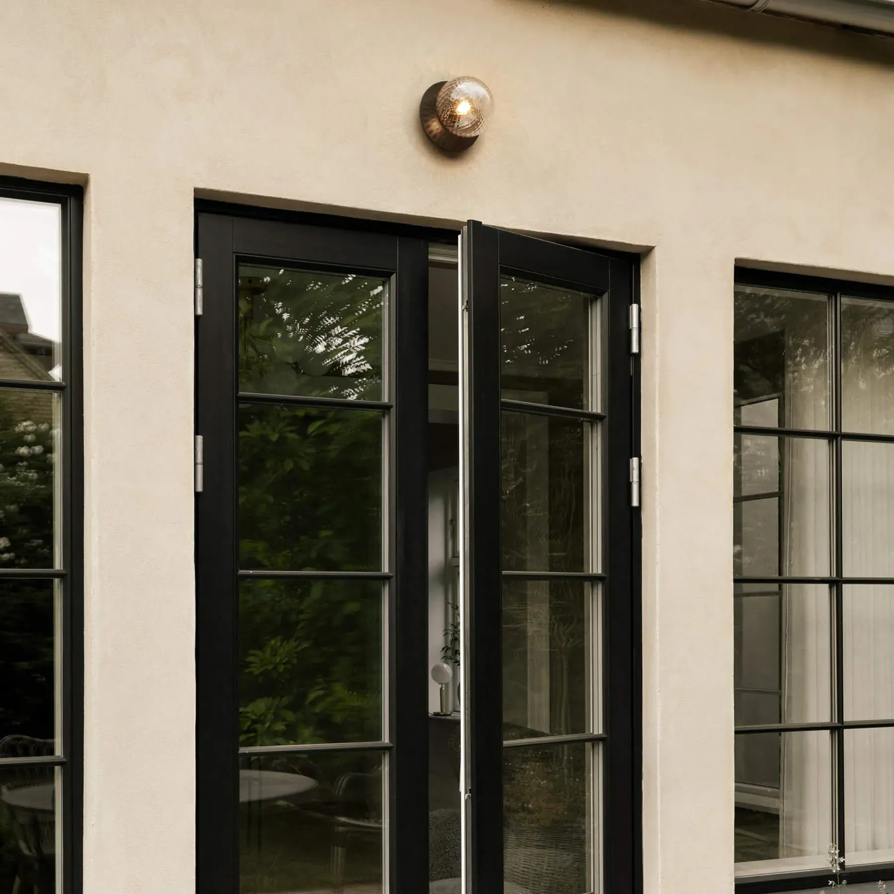 Liila 1 Outdoor Wall Light - Black, Opal Glass