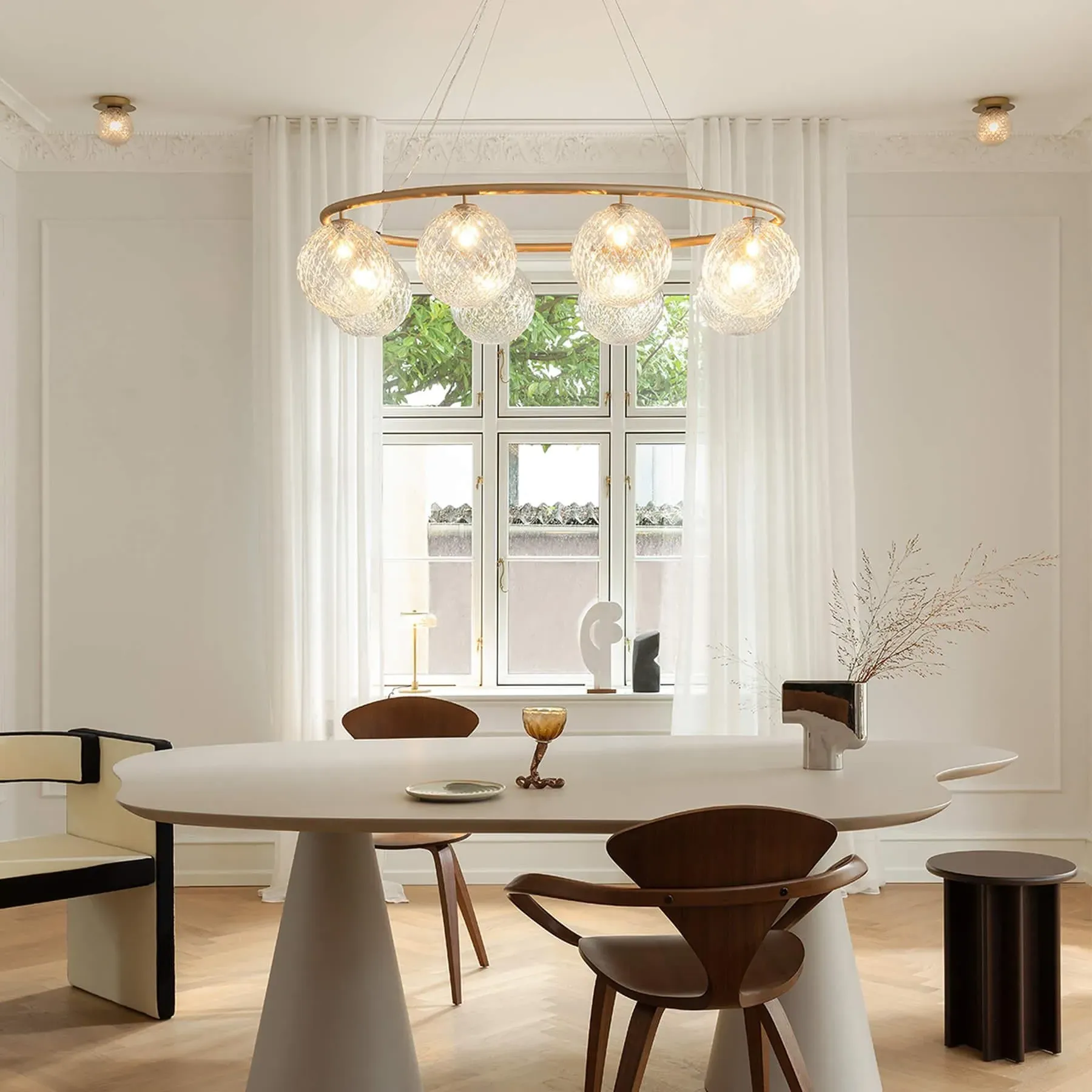 Miira 8 Oval Chandelier - Brass, Clear Glass