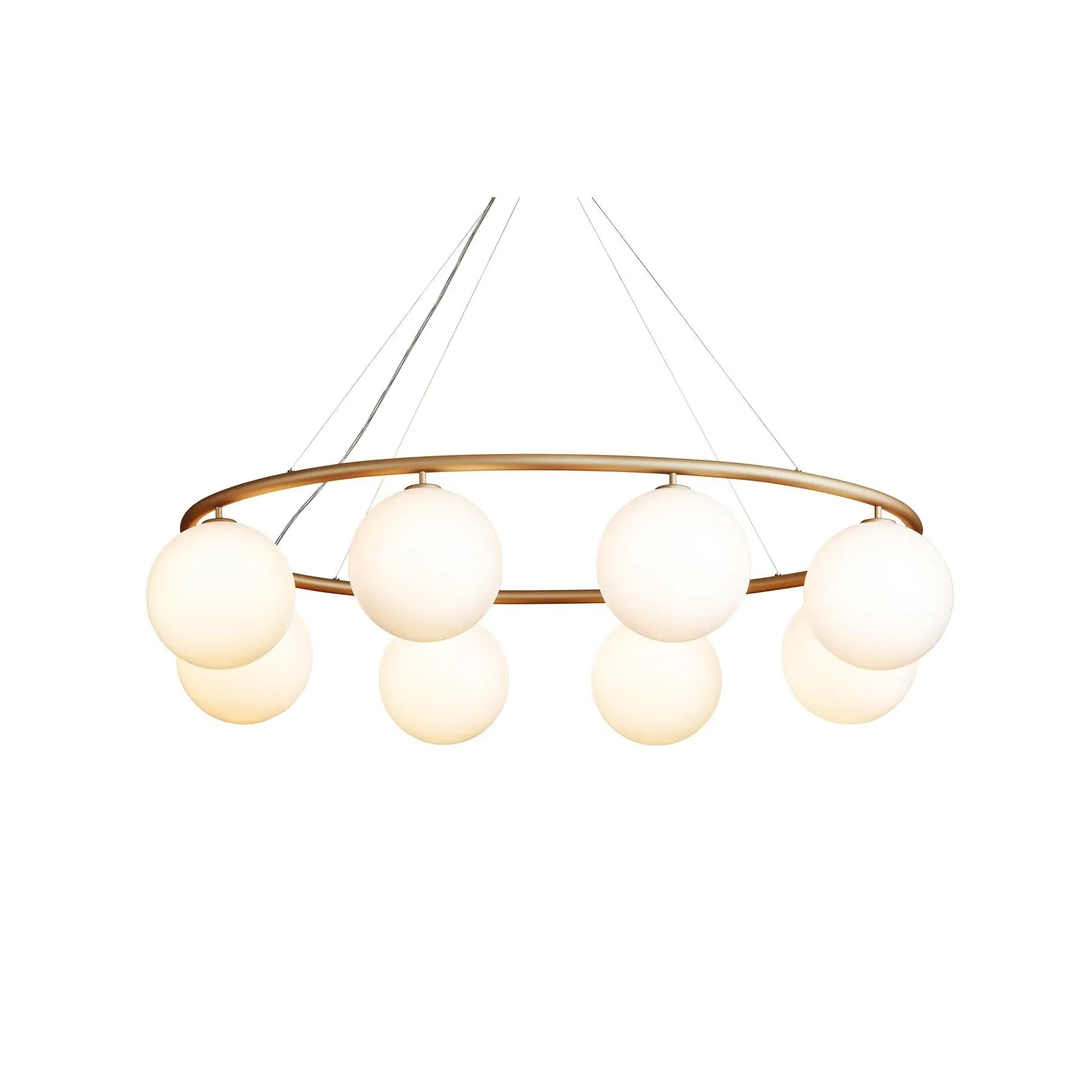 Miira 8 Oval Chandelier - Brass, Opal Glass