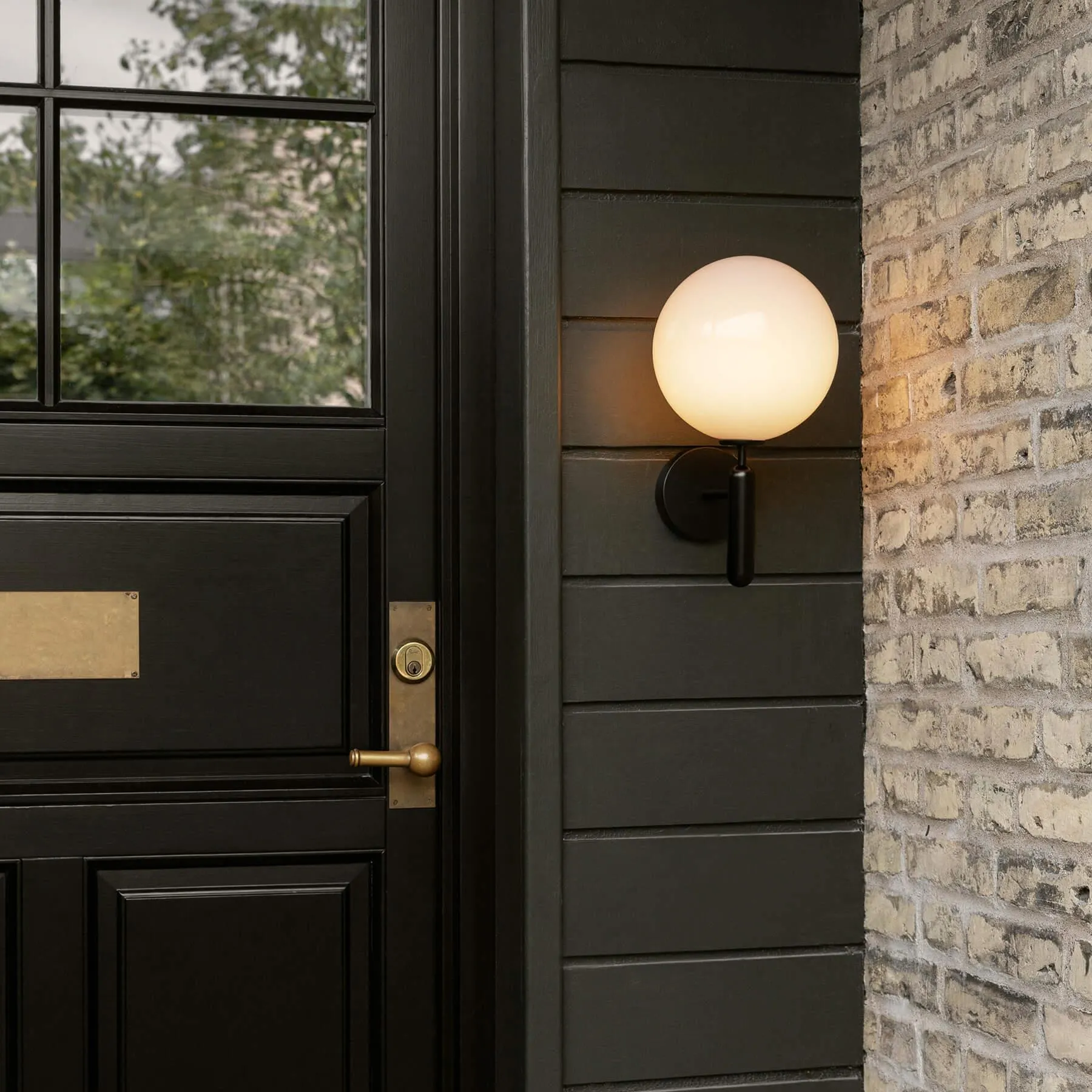 Outdoor Wall Light - Bronze, Opal Glass