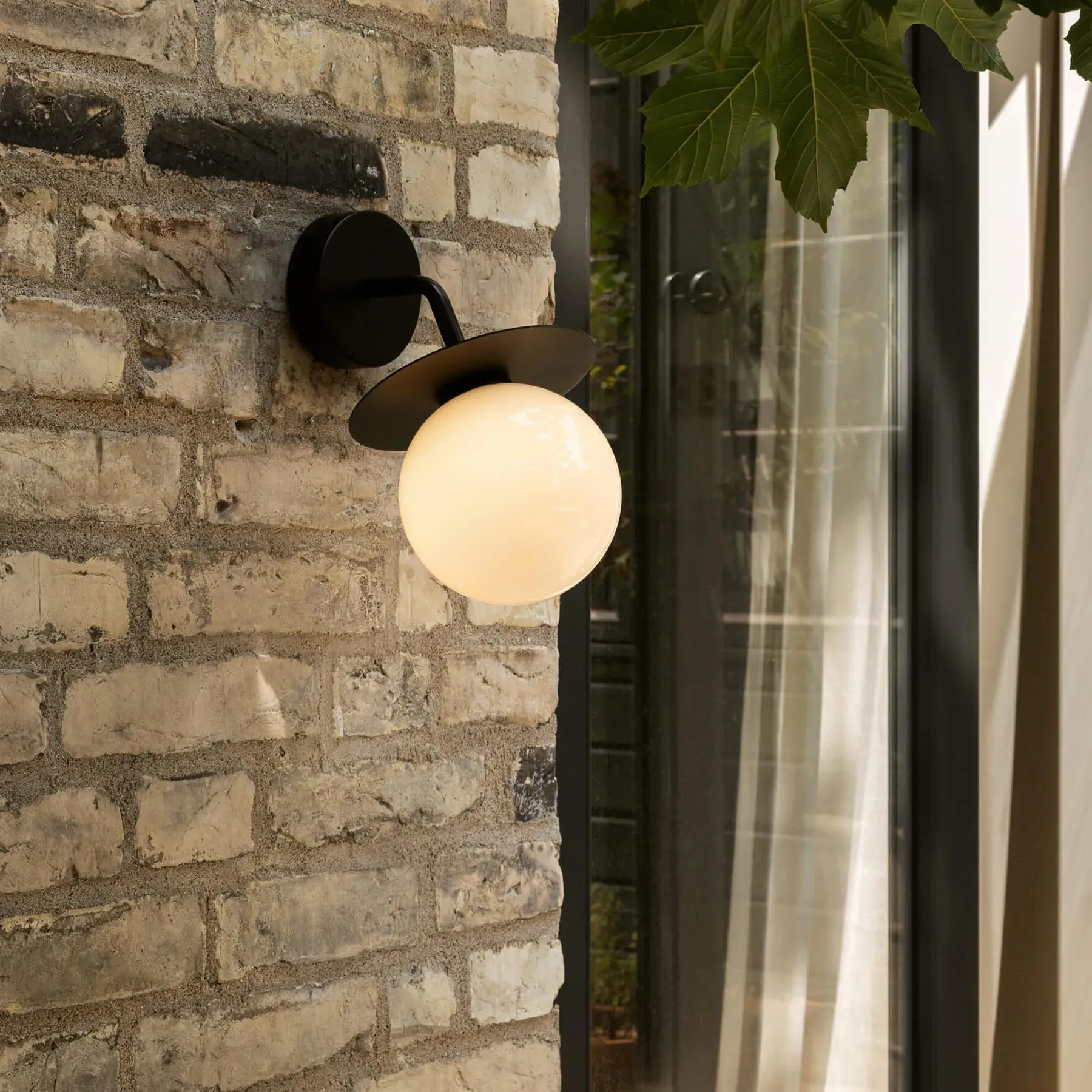 Outdoor Wall Light with Globe Shade - Bronze, Metal