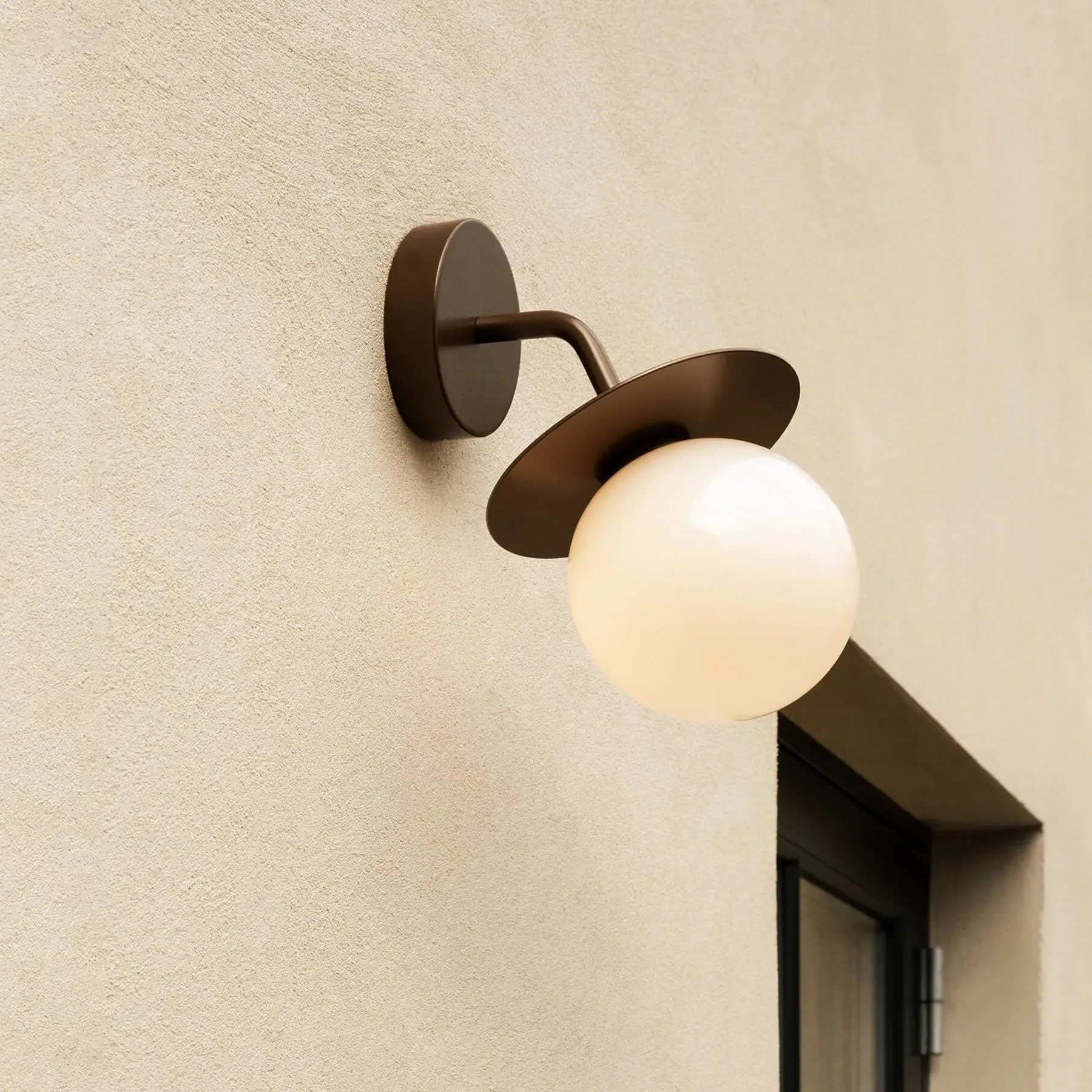 Outdoor Wall Light with Globe Shade - Bronze, Metal