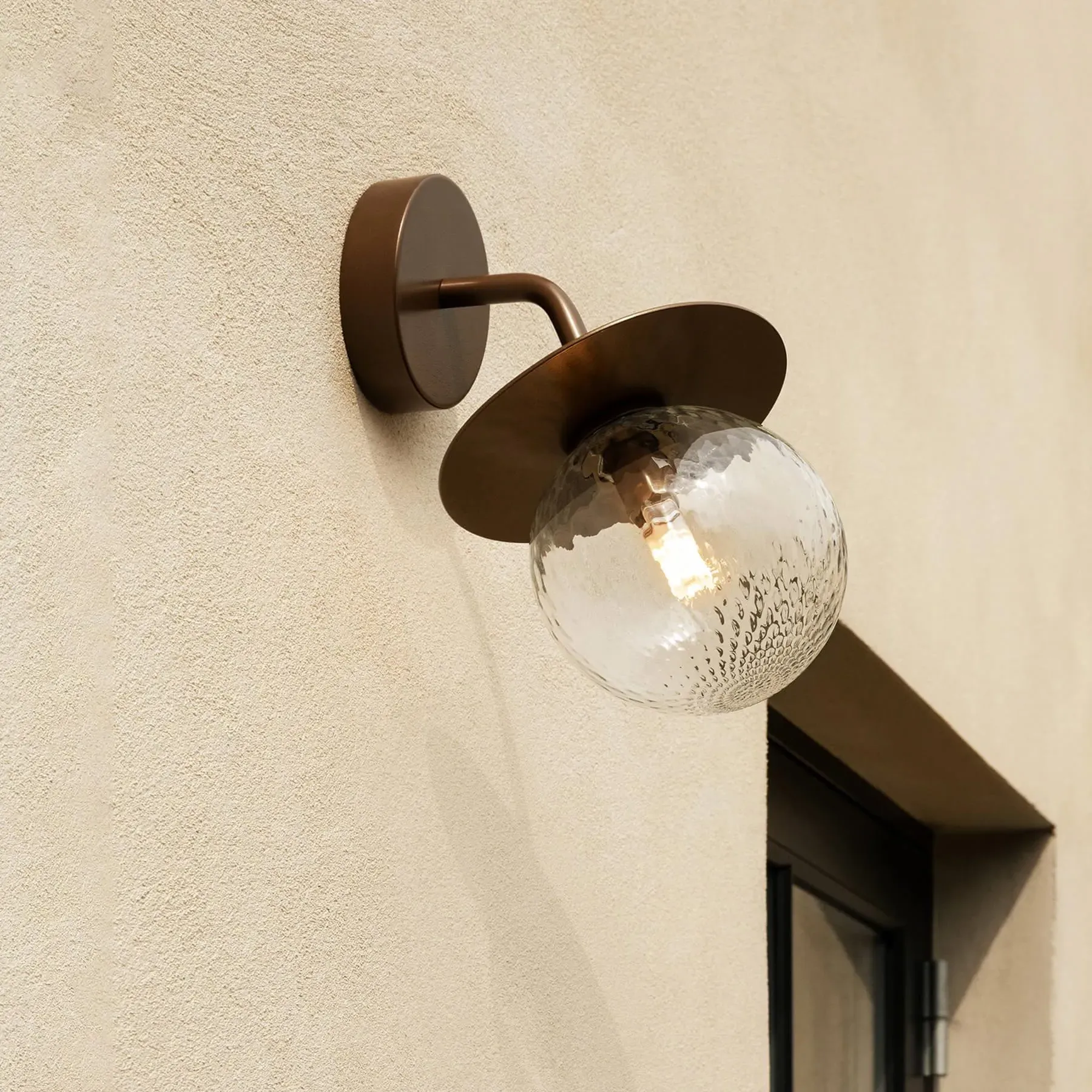 Outdoor Wall Light with Globe Shade - Bronze, Metal