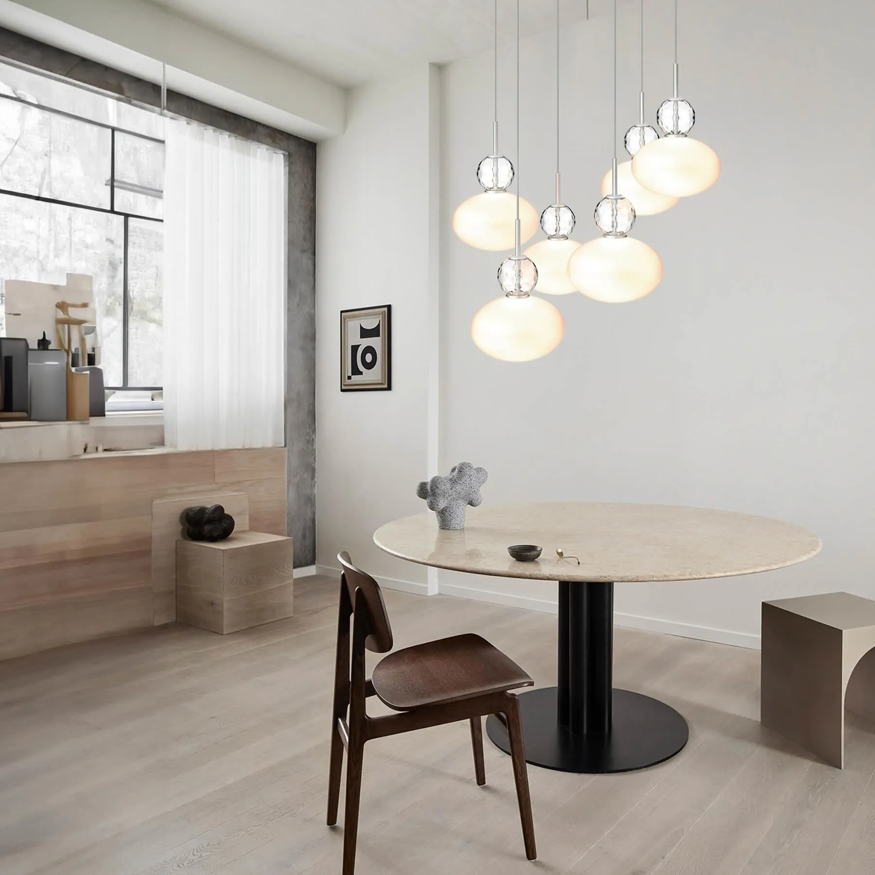 Rizzatto Cluster 6 Ceiling Light - Satin Silver